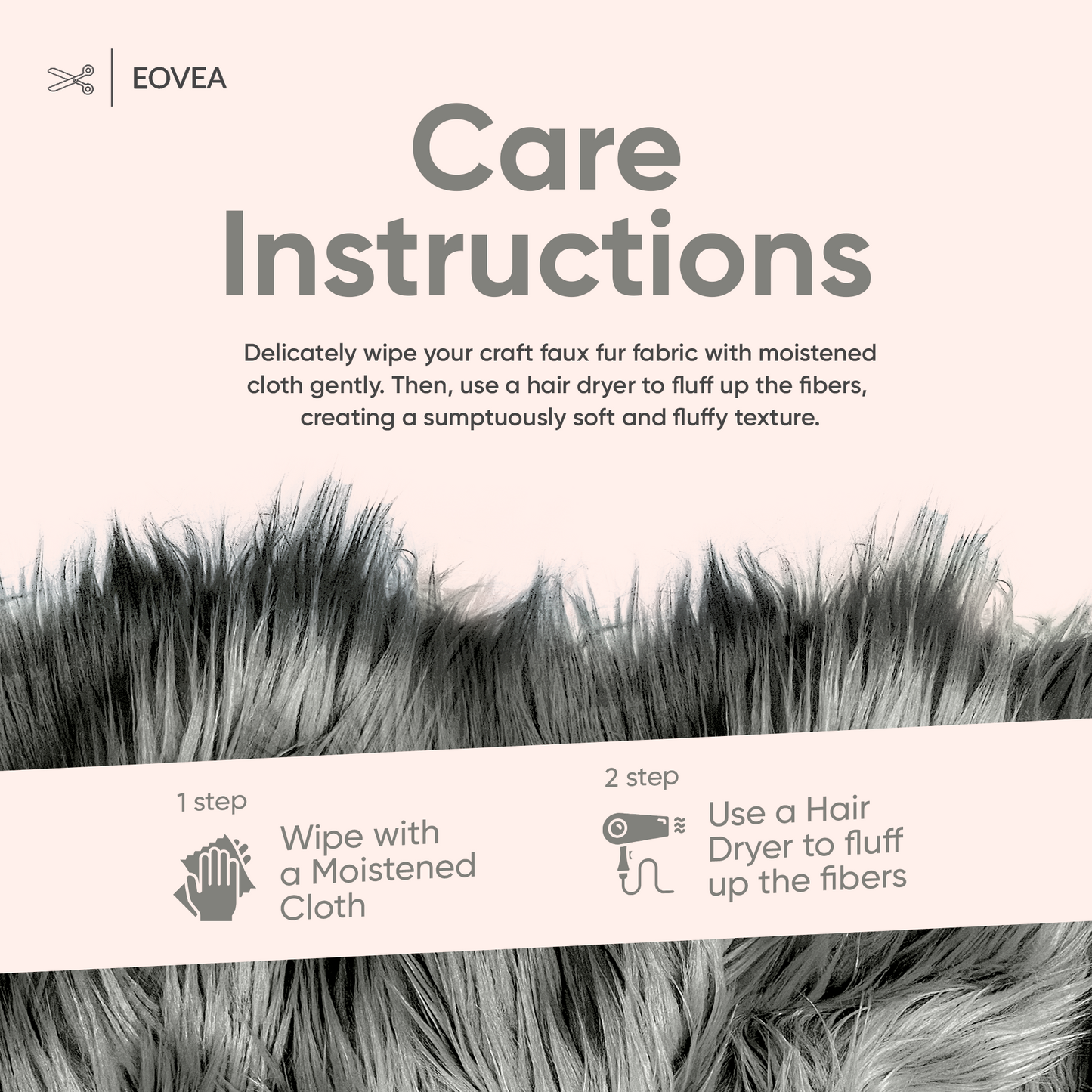 EOVEA Shaggy Faux Fur Fabric | Dark Grey