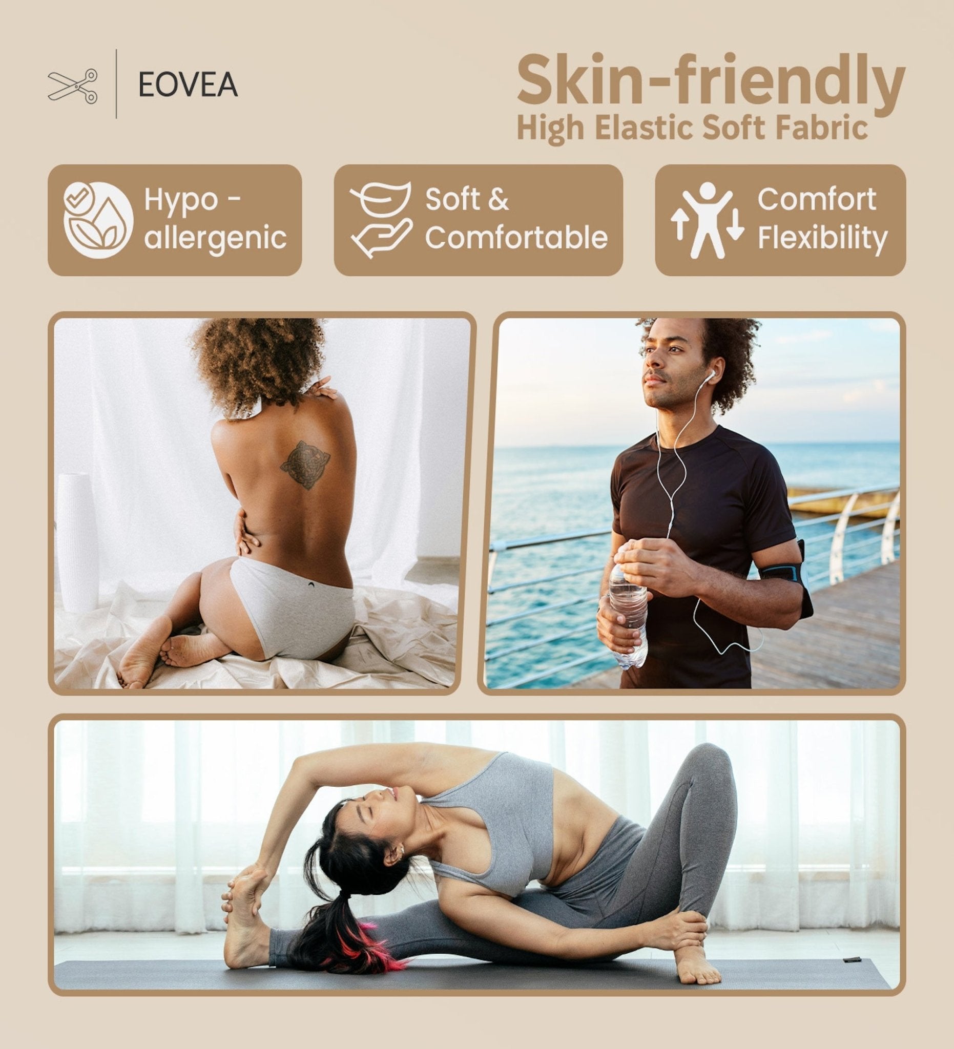 Cotton Spandex Fabric | Spandex & Cotton T-Shirt Fabric 10 oz | Khaki - EOVEA