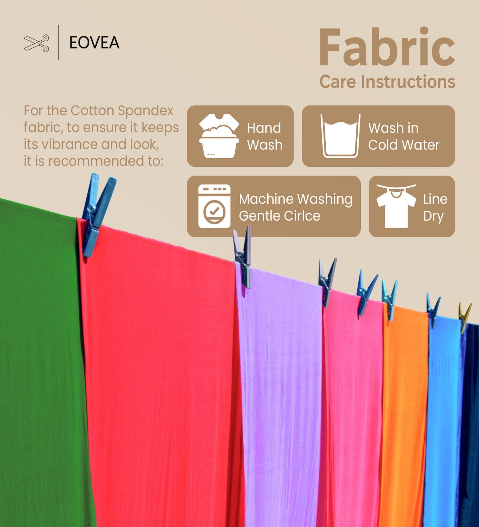 Cotton Spandex Fabric | Spandex & Cotton T-Shirt Fabric 10 oz | Khaki - EOVEA