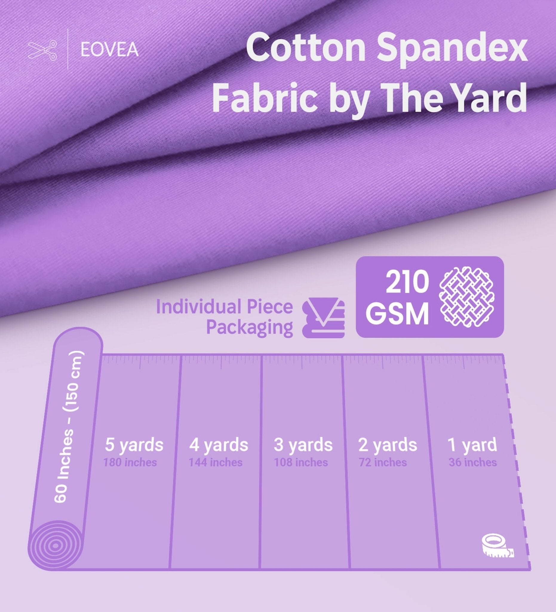 Cotton Spandex Fabric | Spandex & Cotton T-Shirt Fabric 10 oz | Lilac - EOVEA