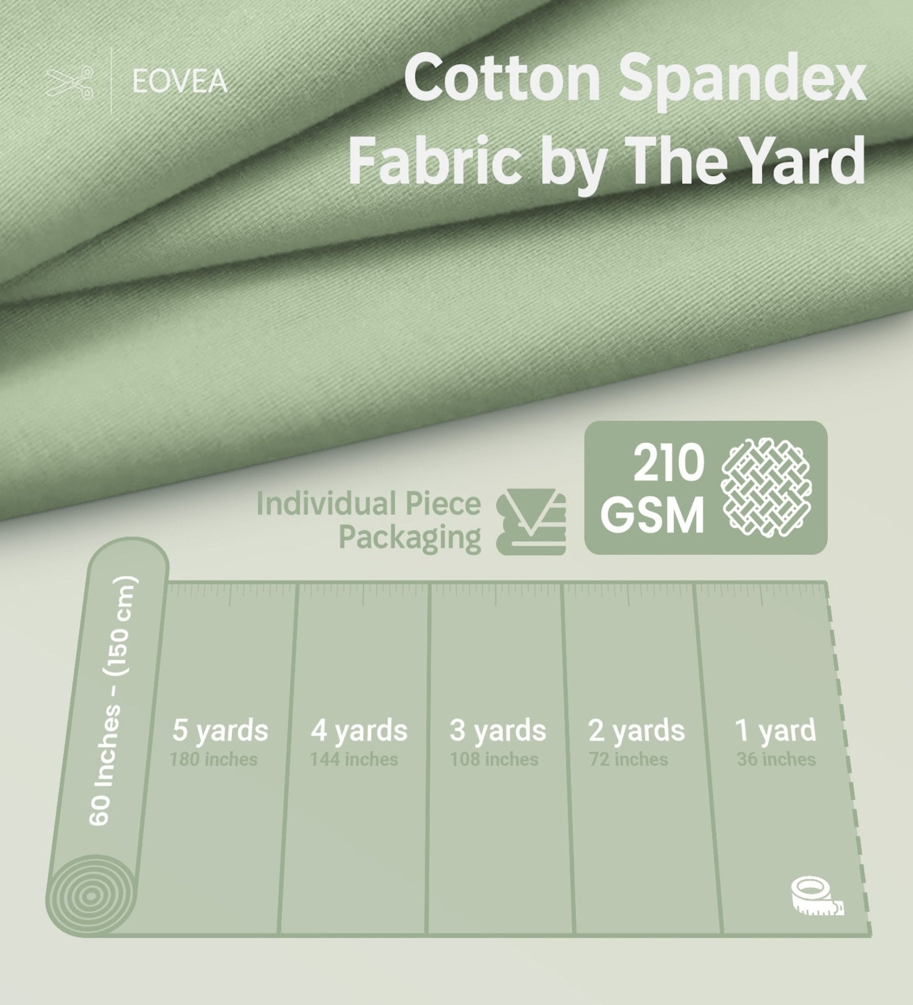 Cotton Spandex Fabric | Spandex & Cotton T-Shirt Fabric 10 oz | Lt Sage - EOVEA