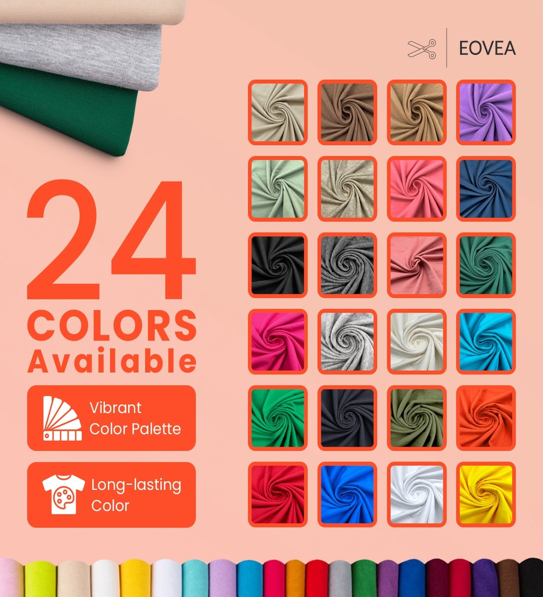 Cotton Spandex Fabric | Spandex & Cotton T-Shirt Fabric 10 oz | Orange - EOVEA