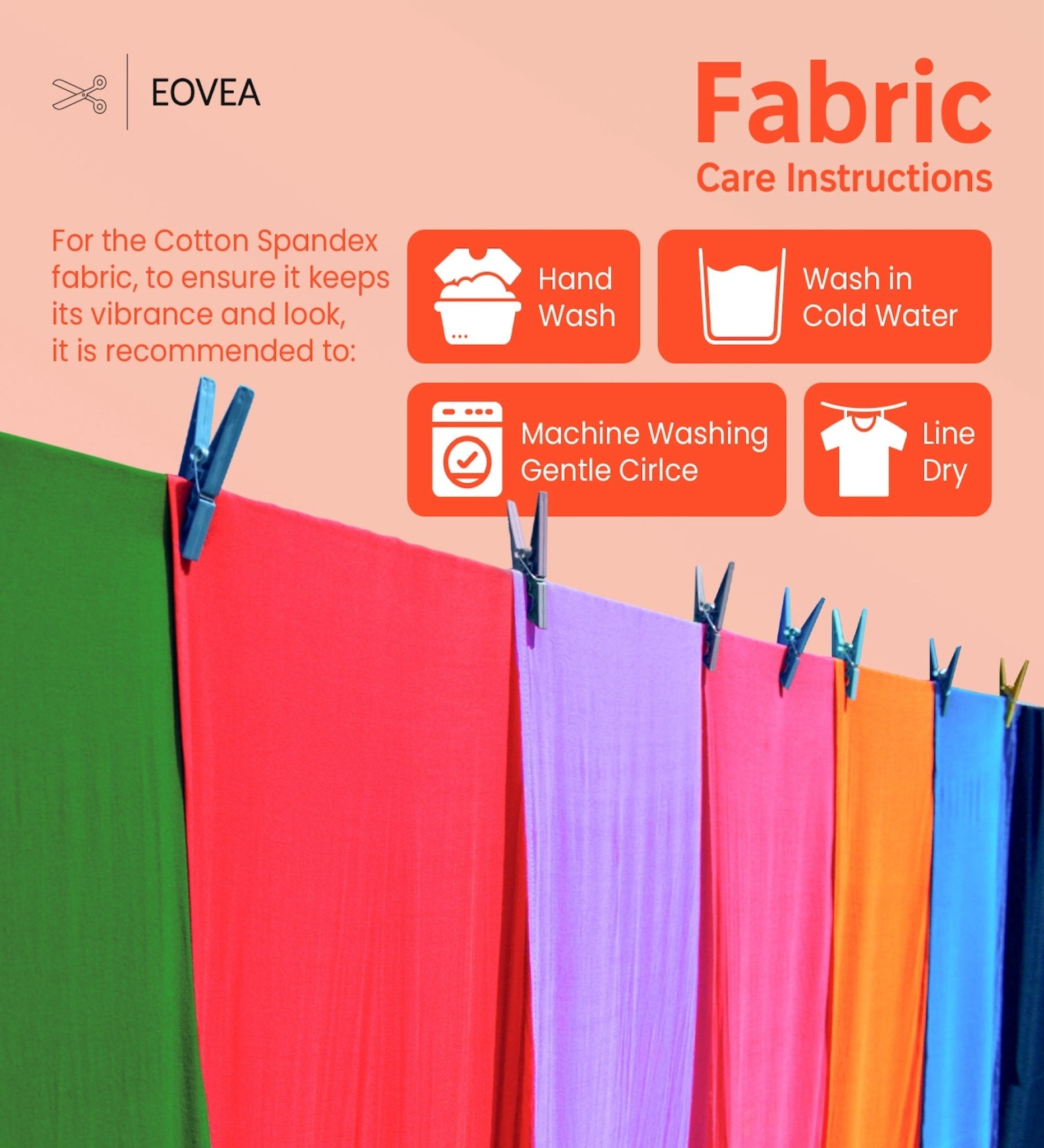 Cotton Spandex Fabric | Spandex & Cotton T-Shirt Fabric 10 oz | Orange - EOVEA