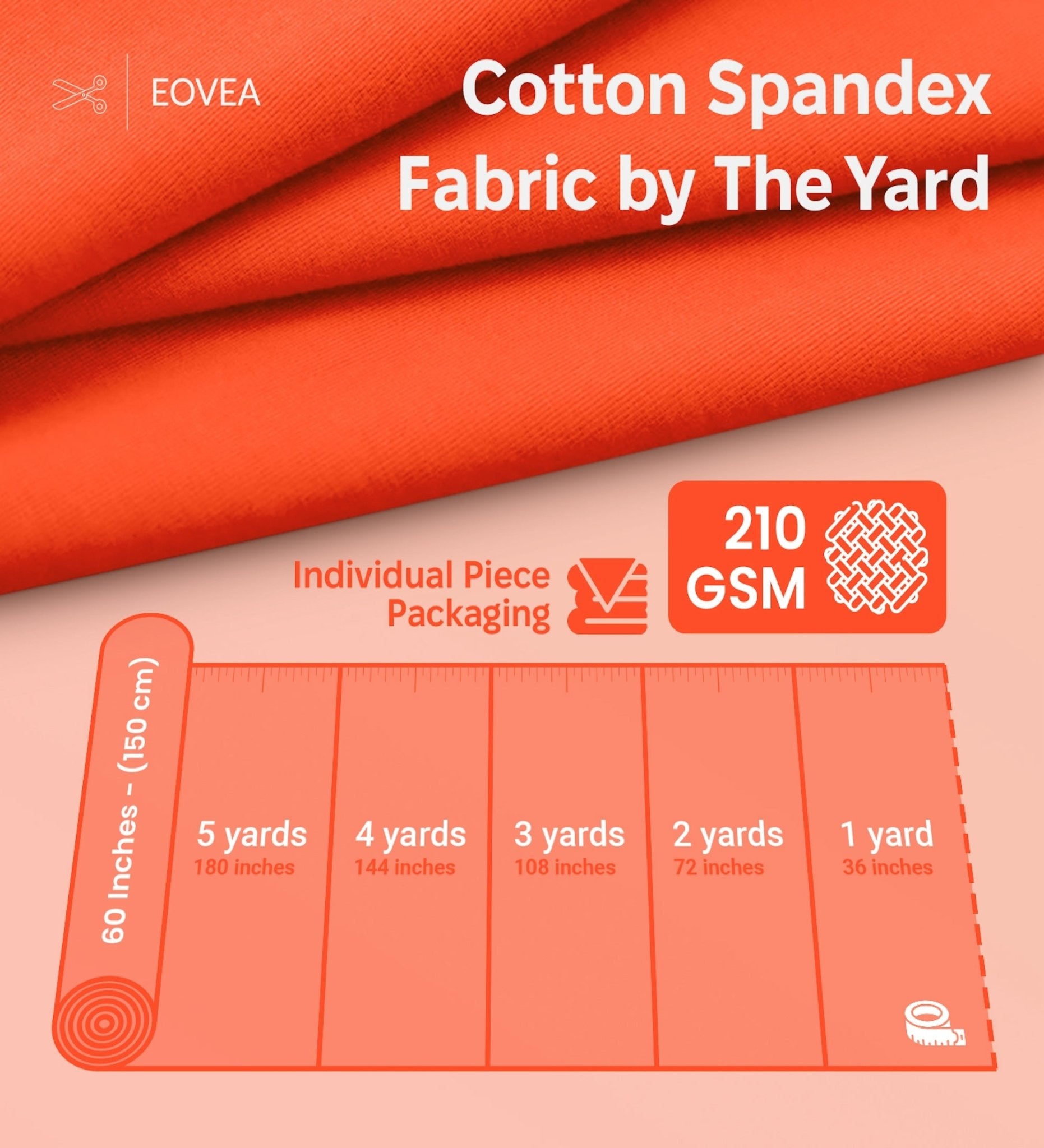 Cotton Spandex Fabric | Spandex & Cotton T-Shirt Fabric 10 oz | Orange - EOVEA