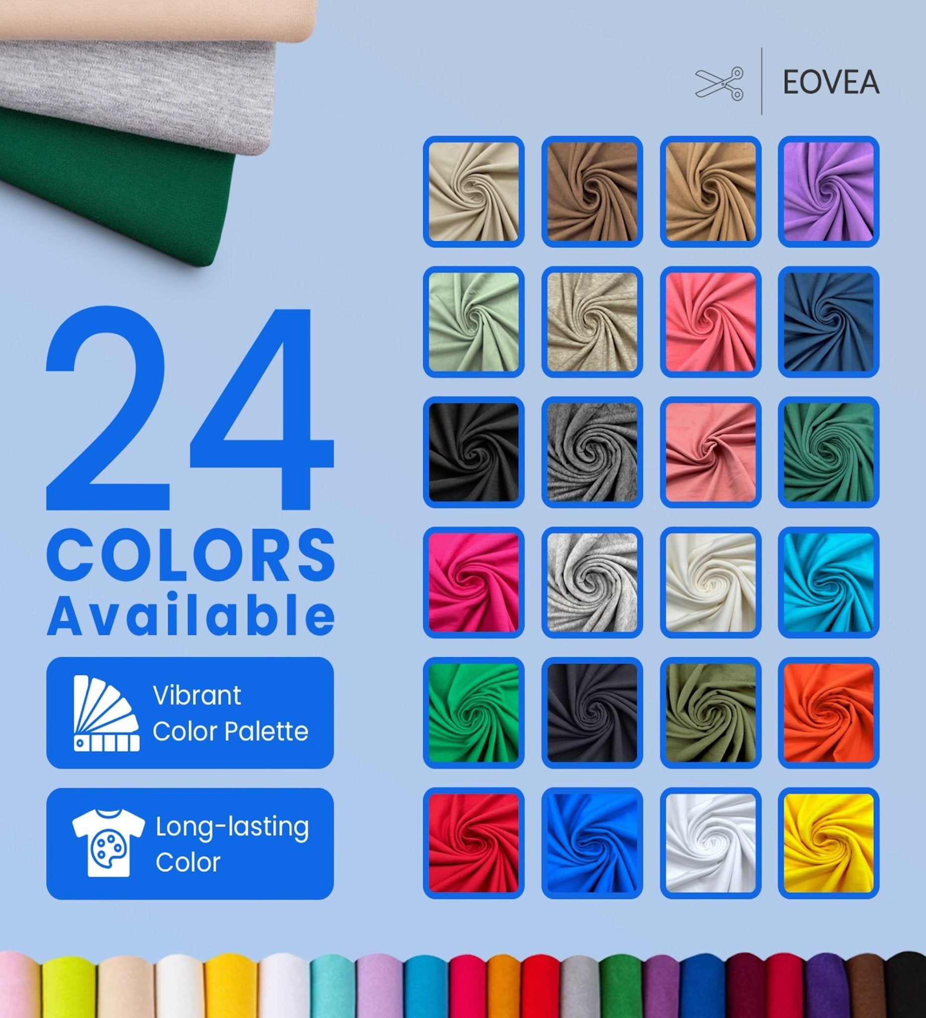 Cotton Spandex Fabric | Spandex & Cotton T-Shirt Fabric 10 oz| Royal Blue - EOVEA