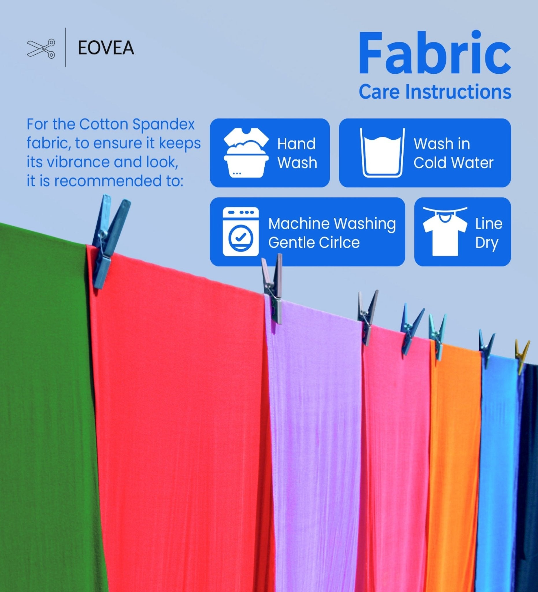 Cotton Spandex Fabric | Spandex & Cotton T-Shirt Fabric 10 oz| Royal Blue - EOVEA