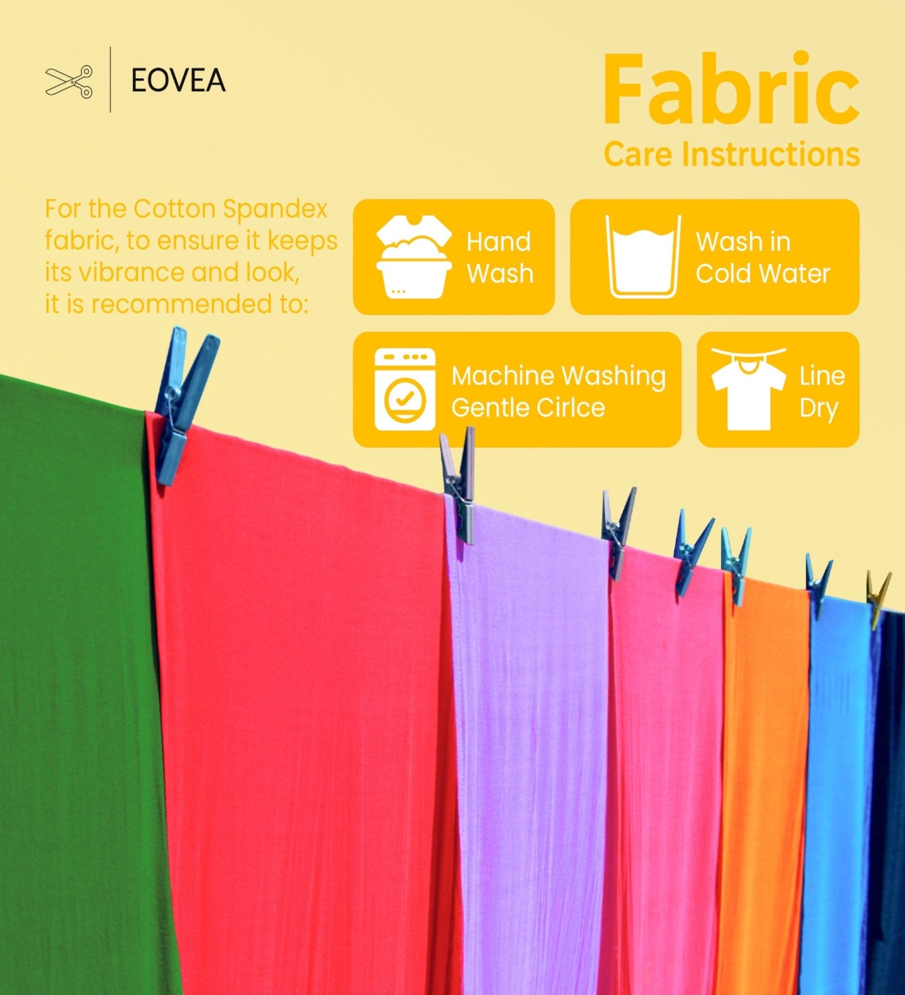 Cotton Spandex Fabric | Spandex & Cotton T-Shirt Fabric 10 oz | Yellow - EOVEA