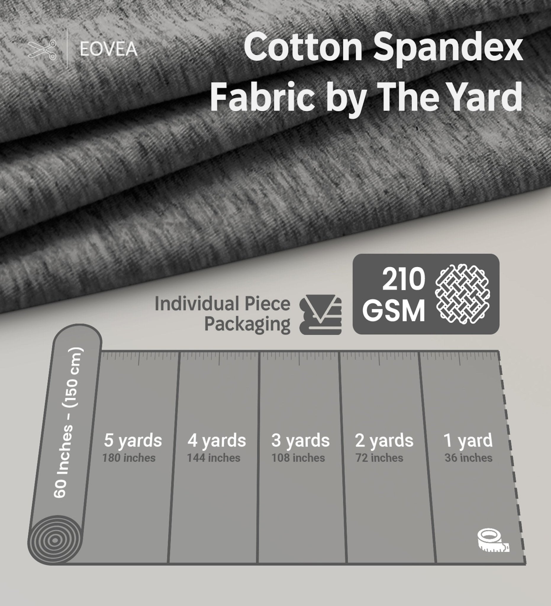 Cotton Spandex Jersey | Spandex & Cotton T-Shirt Fabric 10 oz | Charcoal Grey - EOVEA