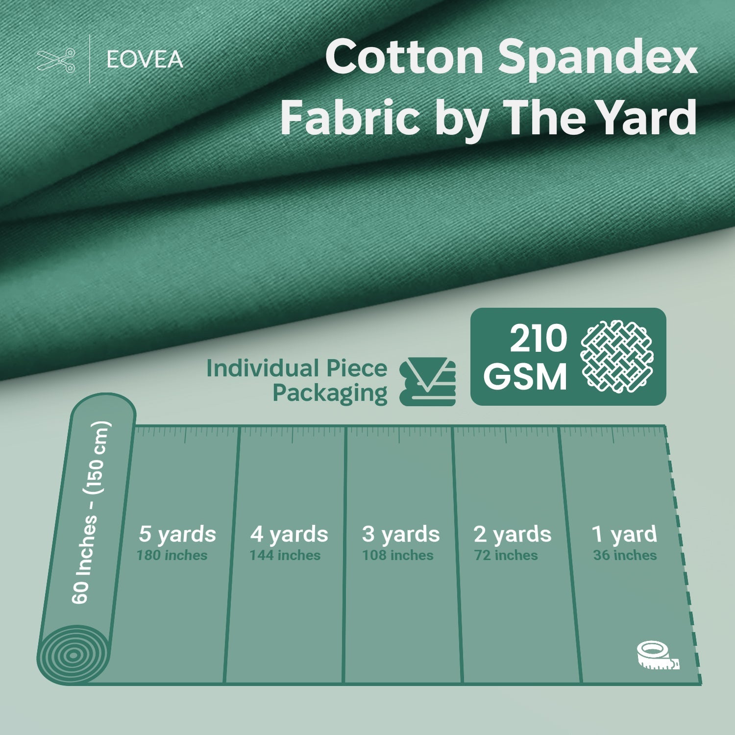 Cotton Spandex Jersey | Spandex & Cotton T-Shirt Fabric 10 oz | Ever Green - EOVEA