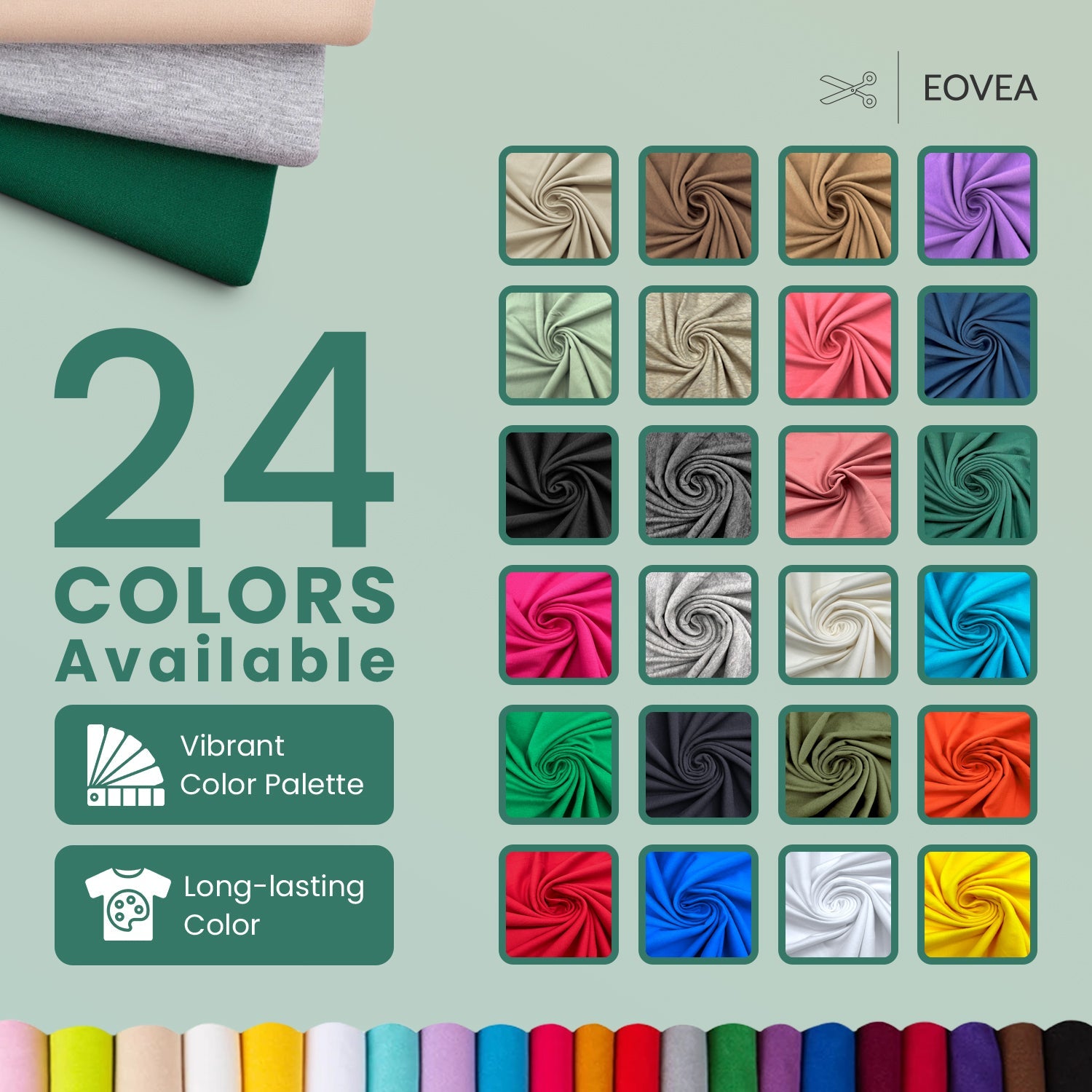 Cotton Spandex Jersey | Spandex & Cotton T-Shirt Fabric 10 oz | Ever Green - EOVEA