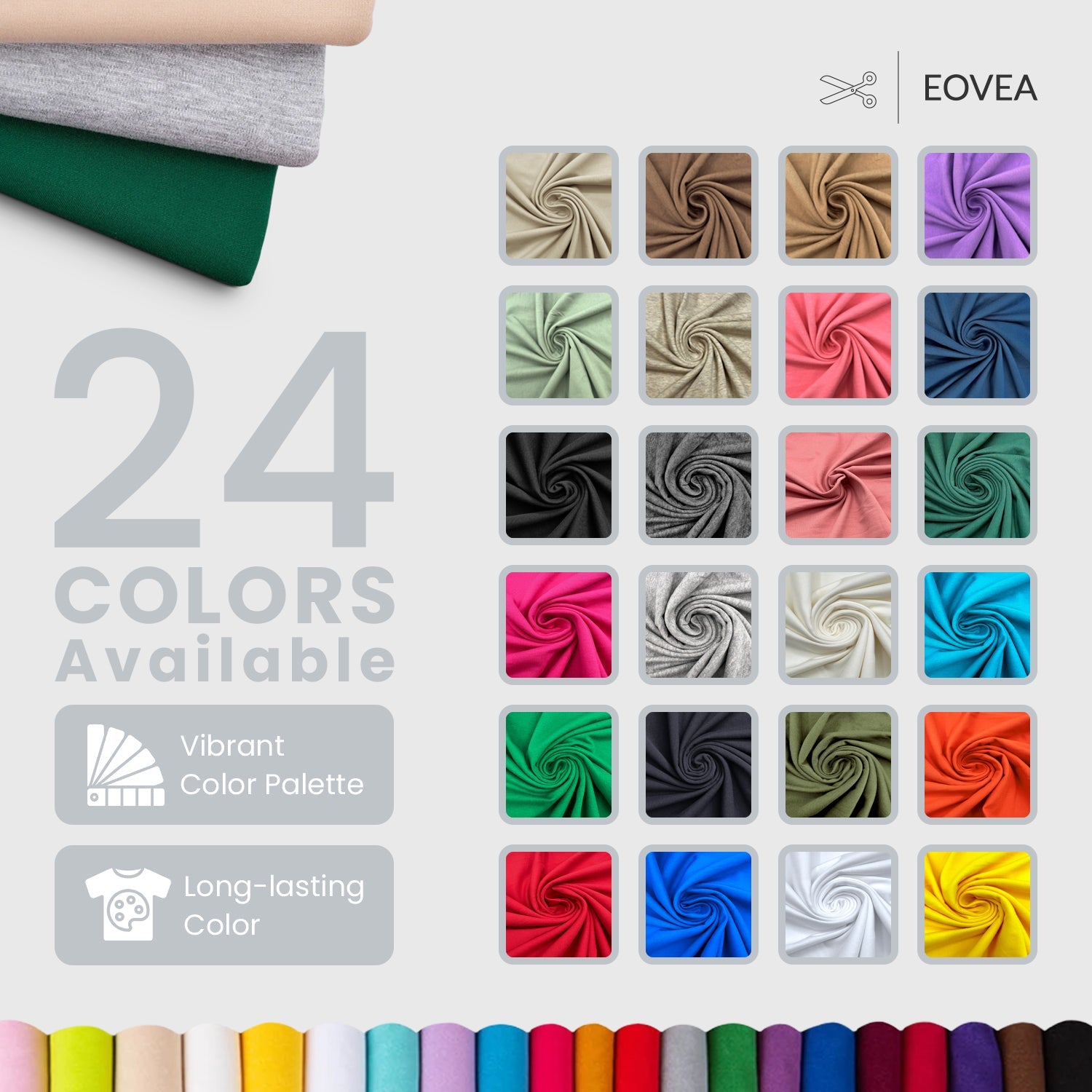 Cotton Spandex Jersey | Spandex & Cotton T-Shirt Fabric 10 oz | White - EOVEA