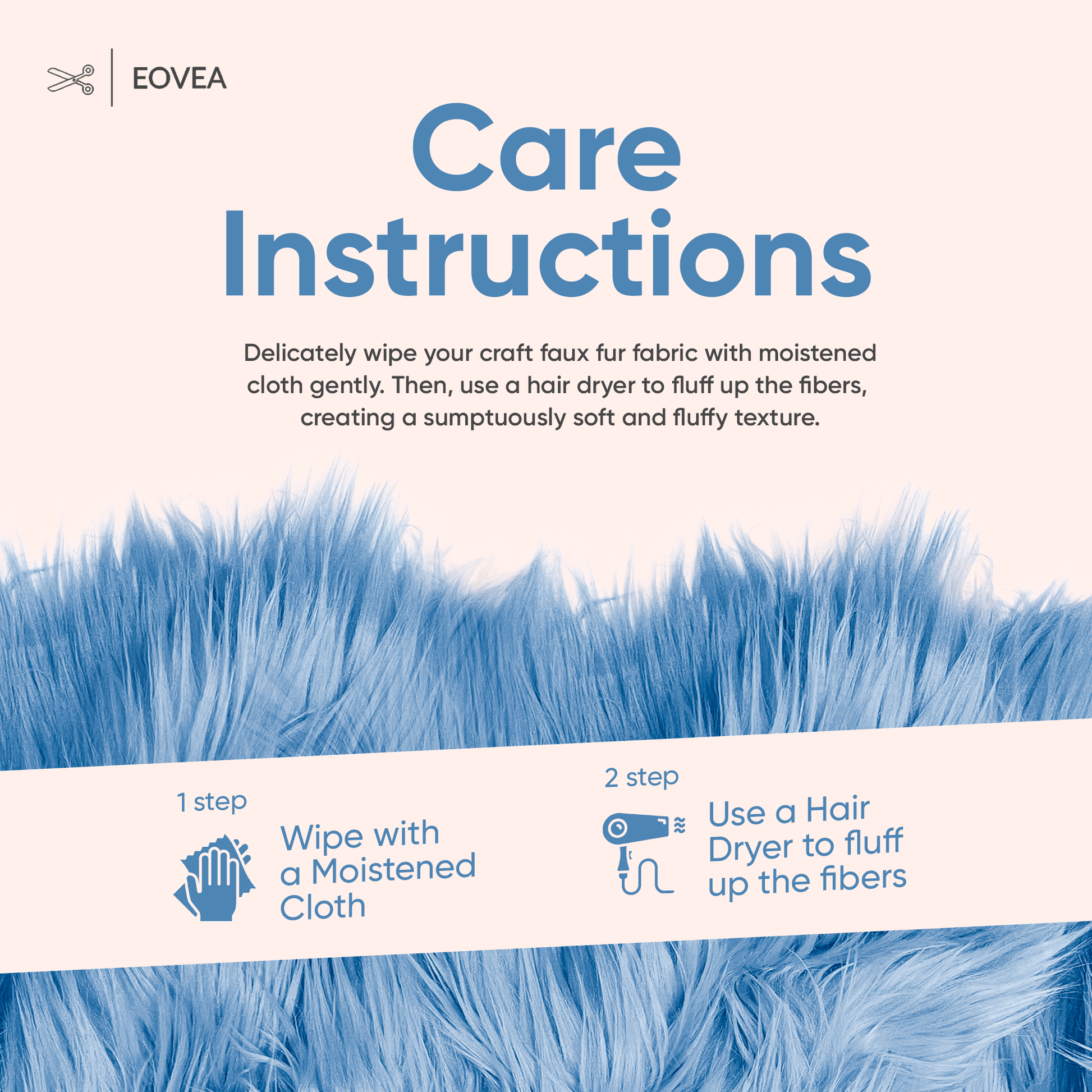 Faux Fur Fabric | Fake Fur Fabric | Baby Blue - EOVEA