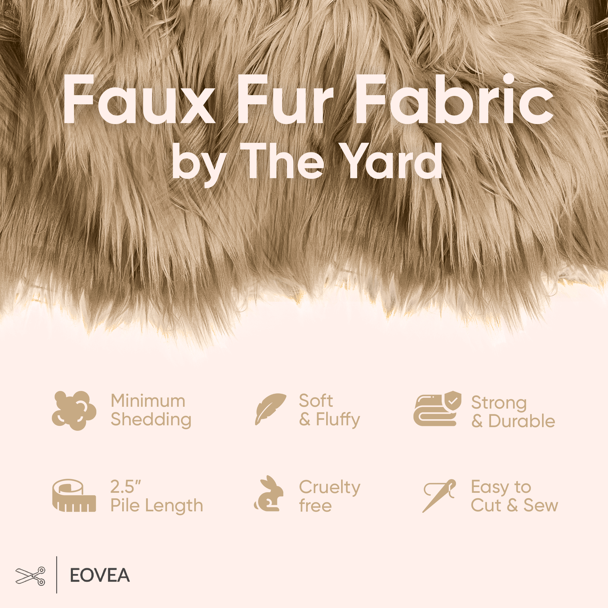 Faux Fur Fabric | Fake Fur Fabric | Beige - EOVEA