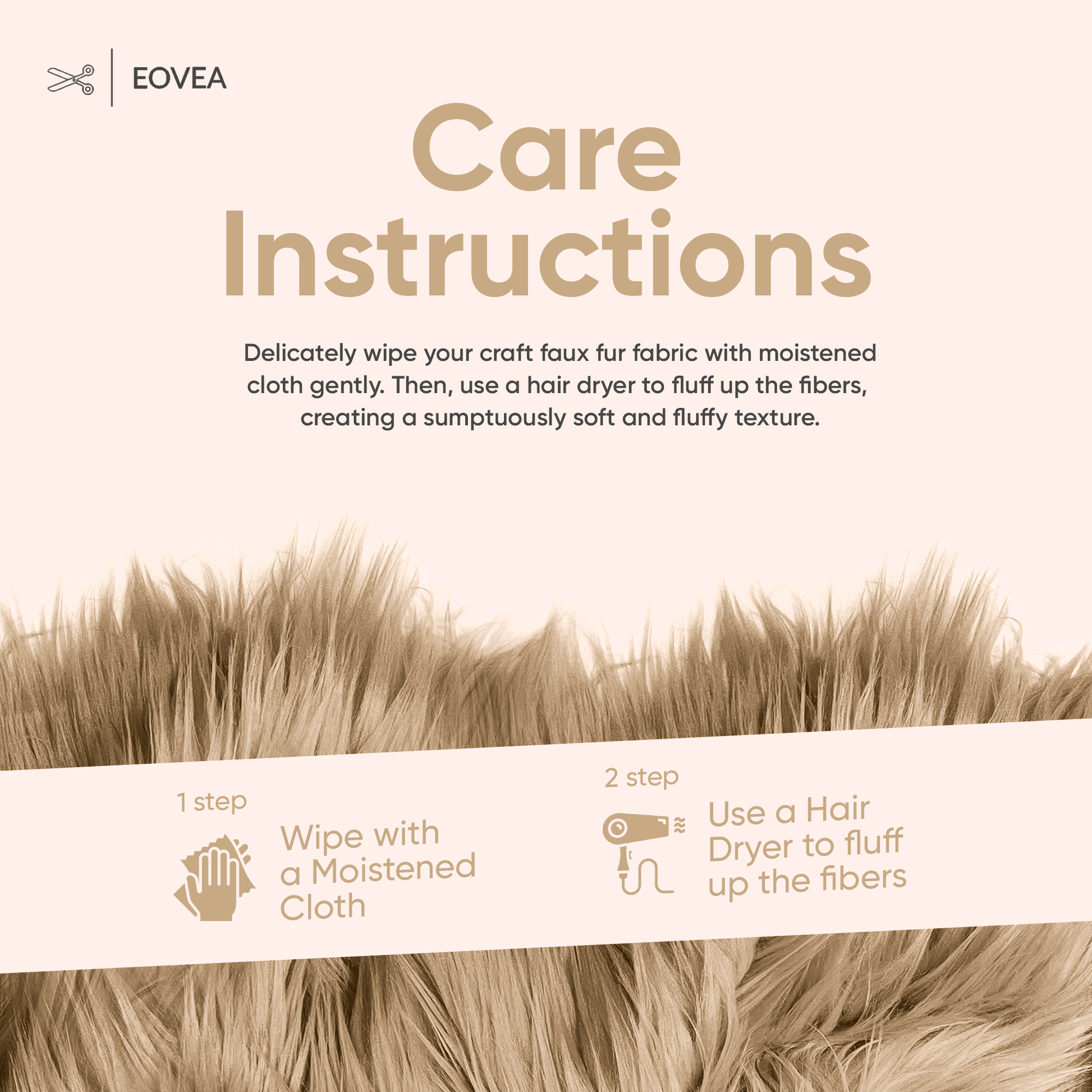 Faux Fur Fabric | Fake Fur Fabric | Beige - EOVEA