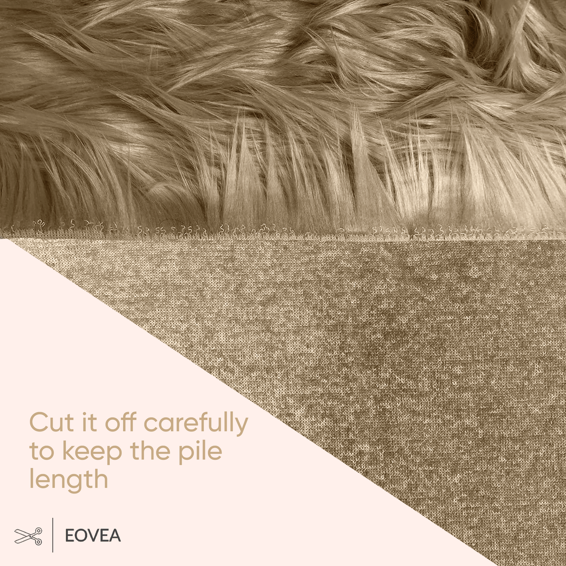 Faux Fur Fabric | Fake Fur Fabric | Beige - EOVEA