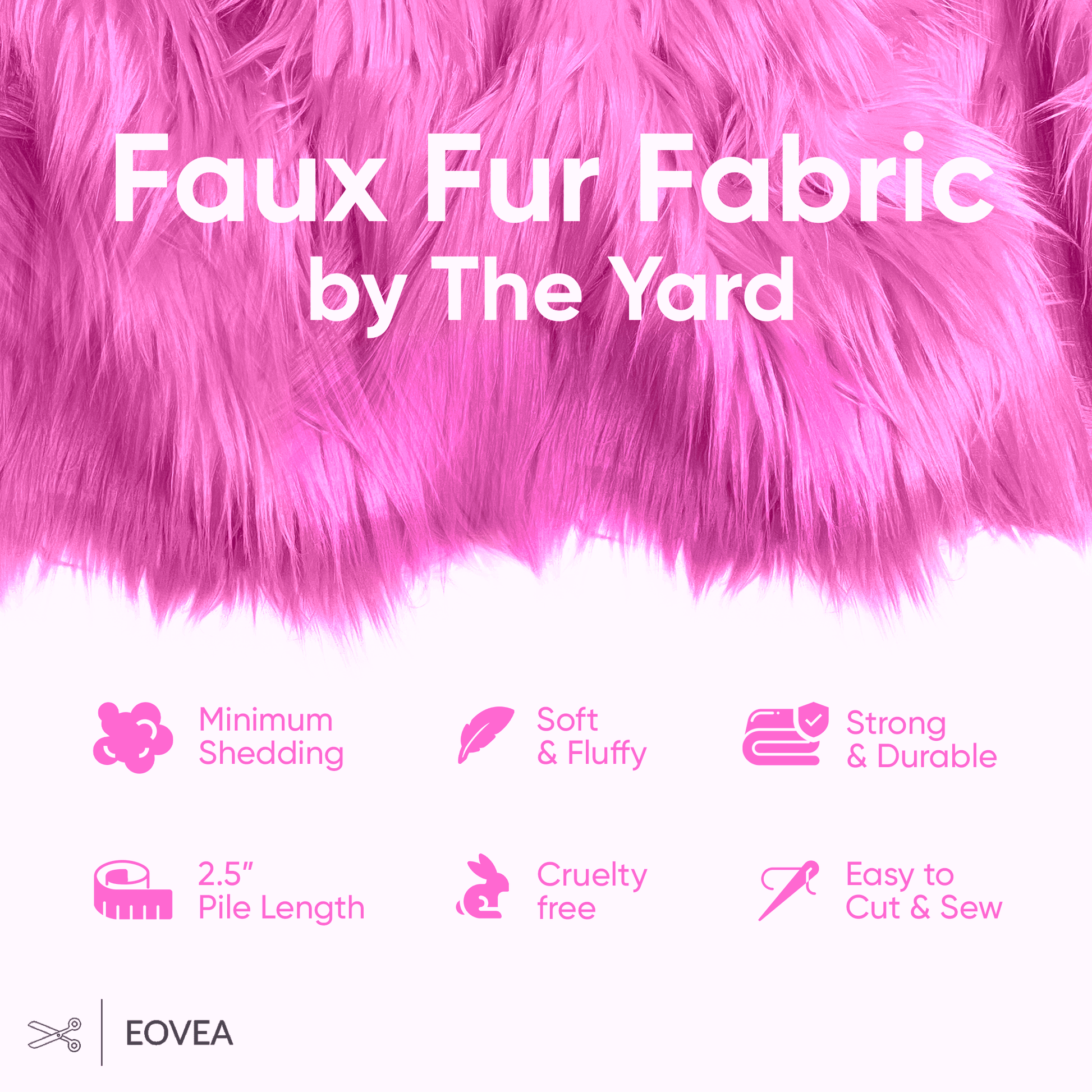 Faux Fur Fabric | Fake Fur Fabric | Bubble Gum - EOVEA