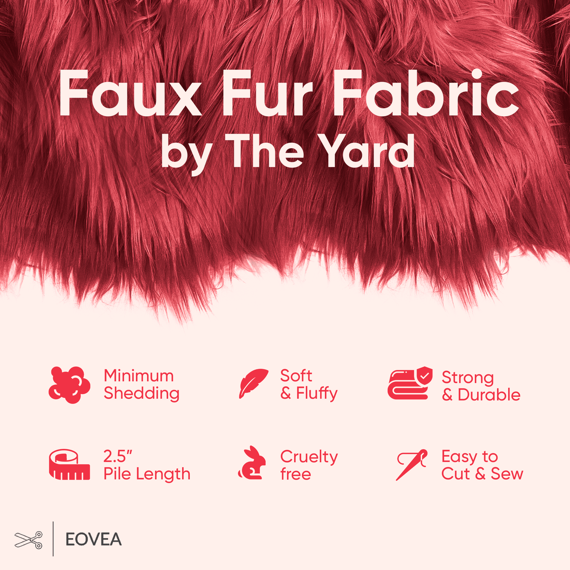Faux Fur Fabric | Fake Fur Fabric | Burgundy - EOVEA
