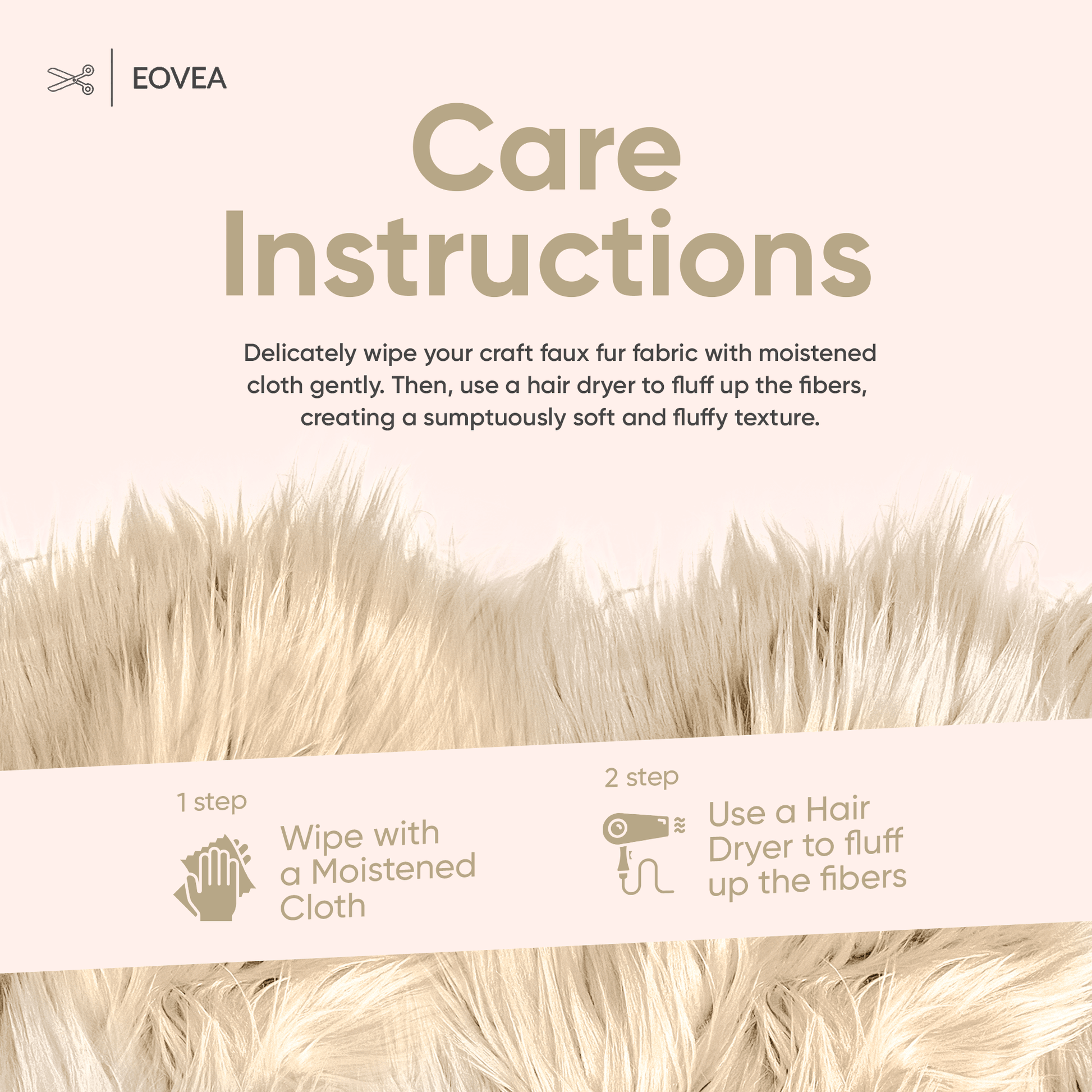 Faux Fur Fabric | Fake Fur Fabric | Latte - EOVEA