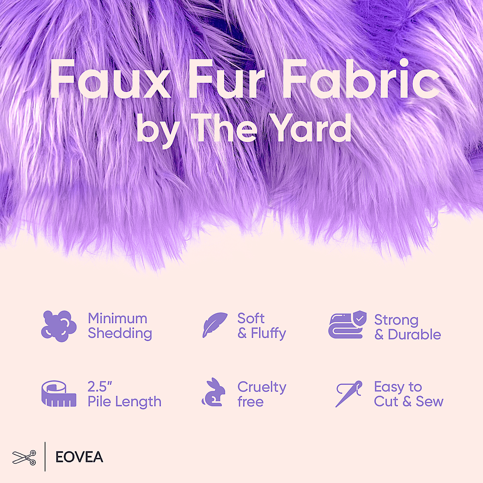 Faux Fur Fabric | Fake Fur Fabric | Lavender - EOVEA