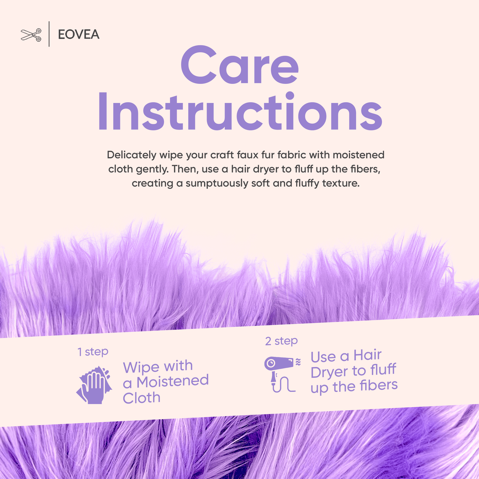 Faux Fur Fabric | Fake Fur Fabric | Lavender - EOVEA
