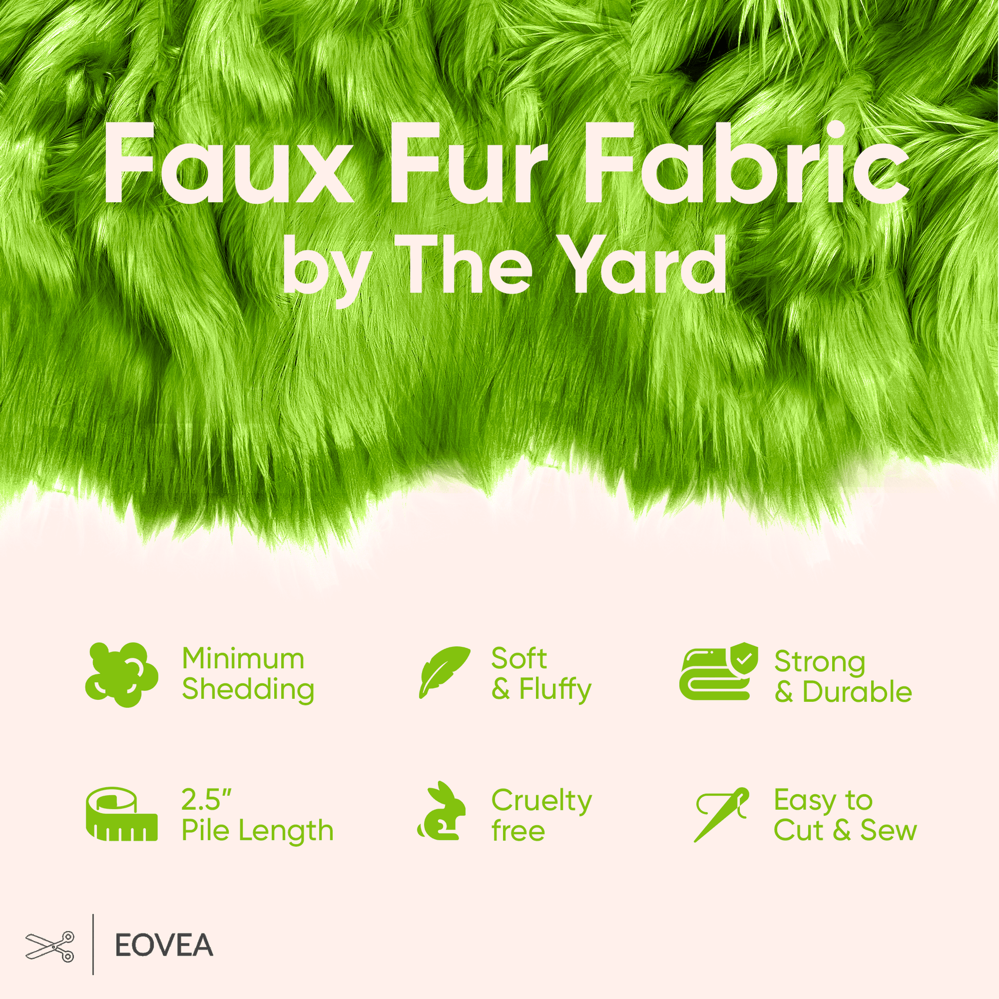 Faux Fur Fabric | Fake Fur Fabric | Lime - EOVEA