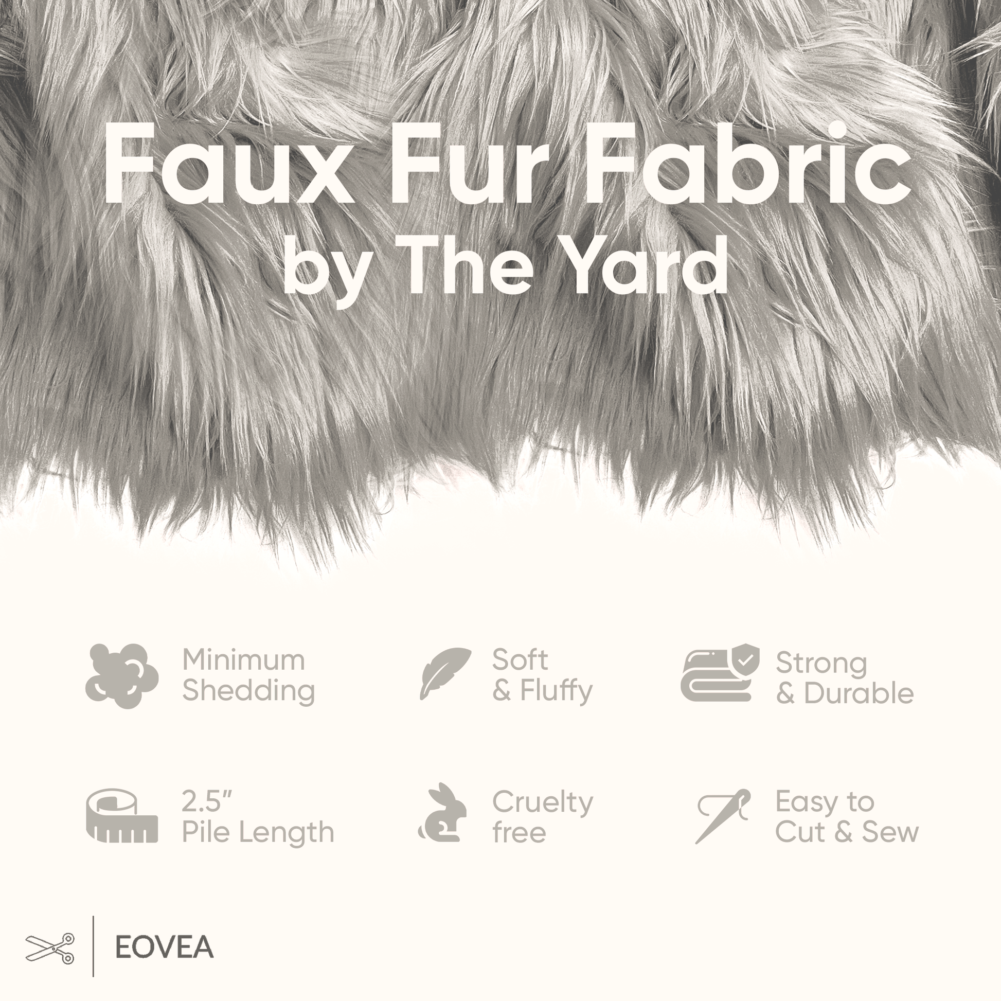 Faux Fur Fabric | Fake Fur Fabric | Silver - EOVEA
