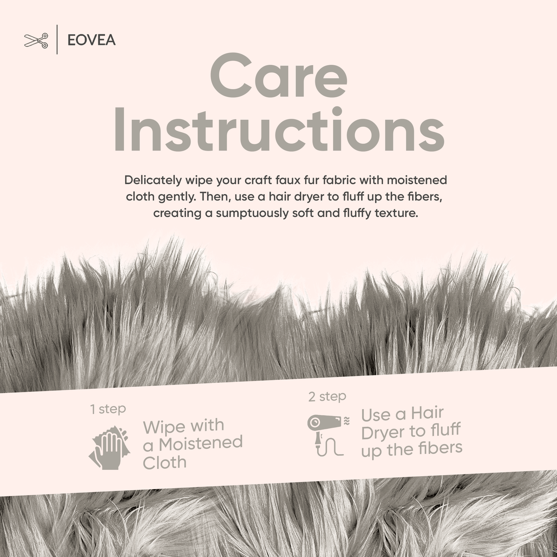 Faux Fur Fabric | Fake Fur Fabric | Silver - EOVEA