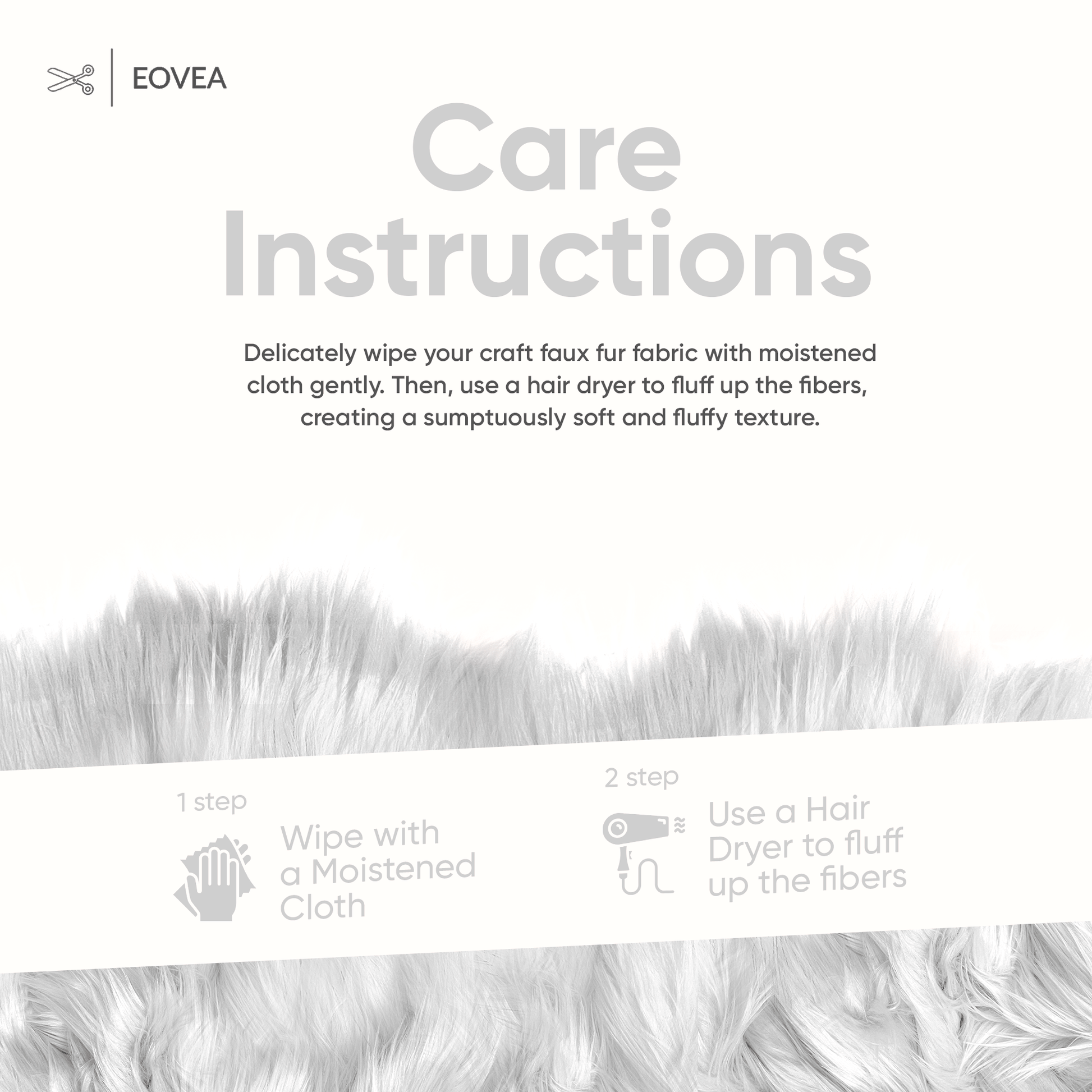 Faux Fur Fabric | Fake Fur Fabric | White - EOVEA