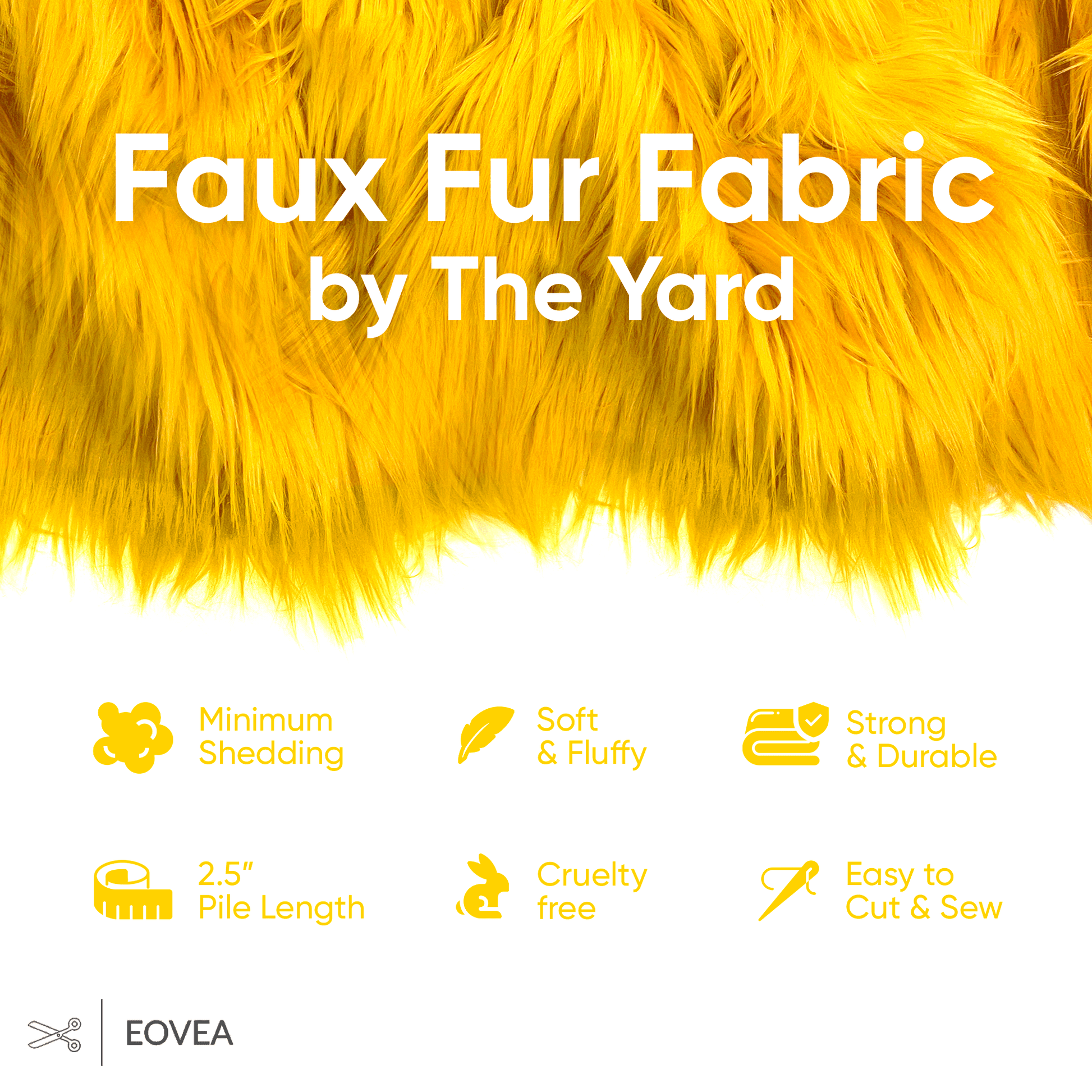 Faux Fur Fabric | Fake Fur Fabric | Yellow - EOVEA