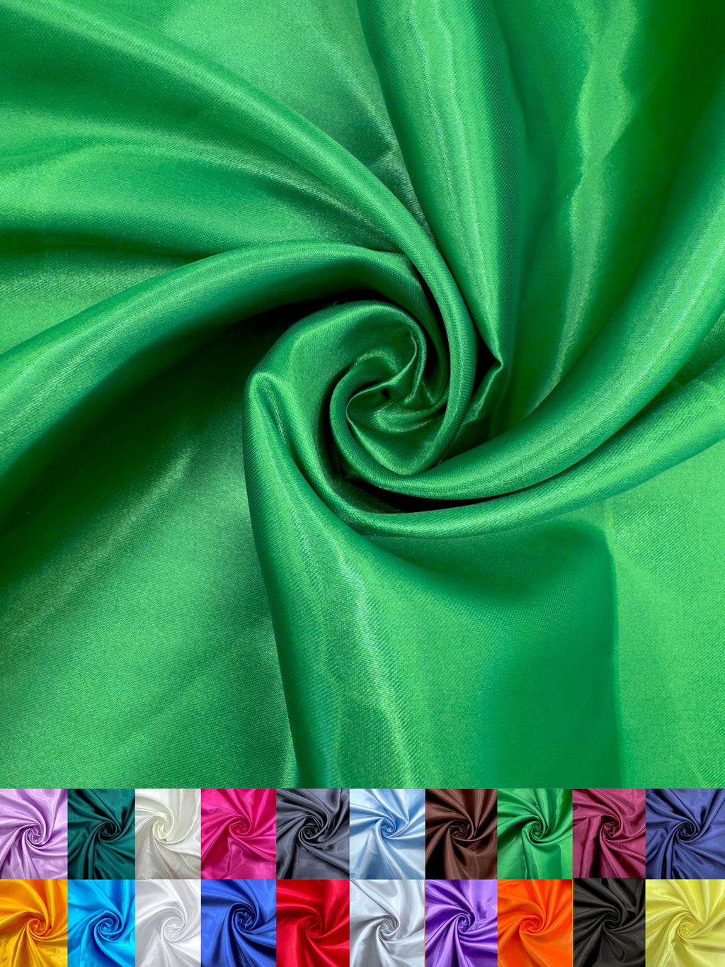 Premium satin fabric by the yard in multiple colors with metallic sheen