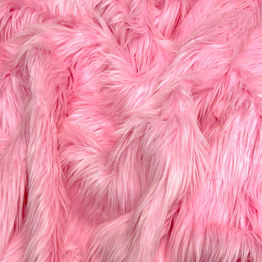 EOVEA Shaggy Faux Fur Fabric | Baby Pink