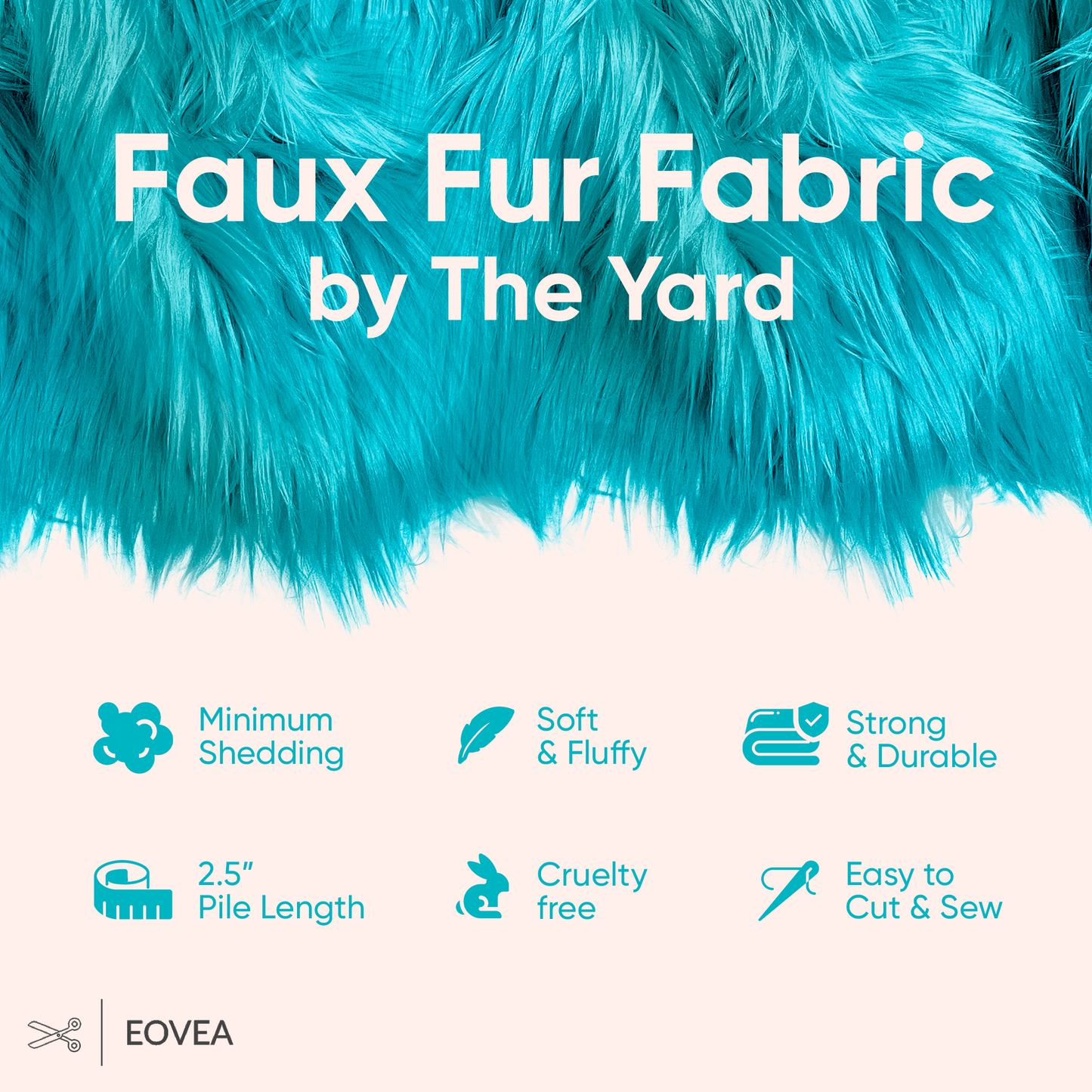 EOVEA Shaggy Faux Fur Fabric | Turquoise