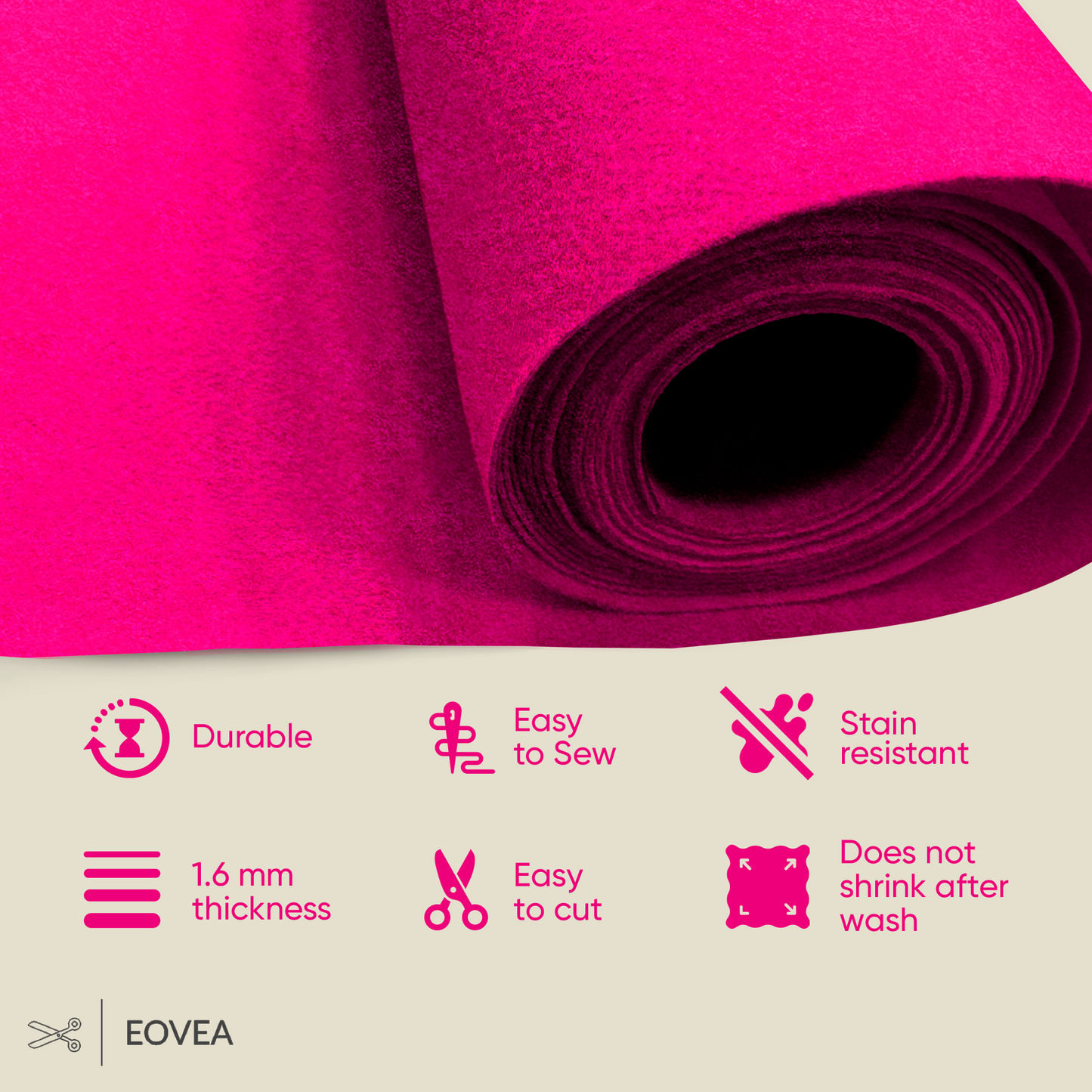 EOVEA | Acrylic Felt Fabric | Neon Pink