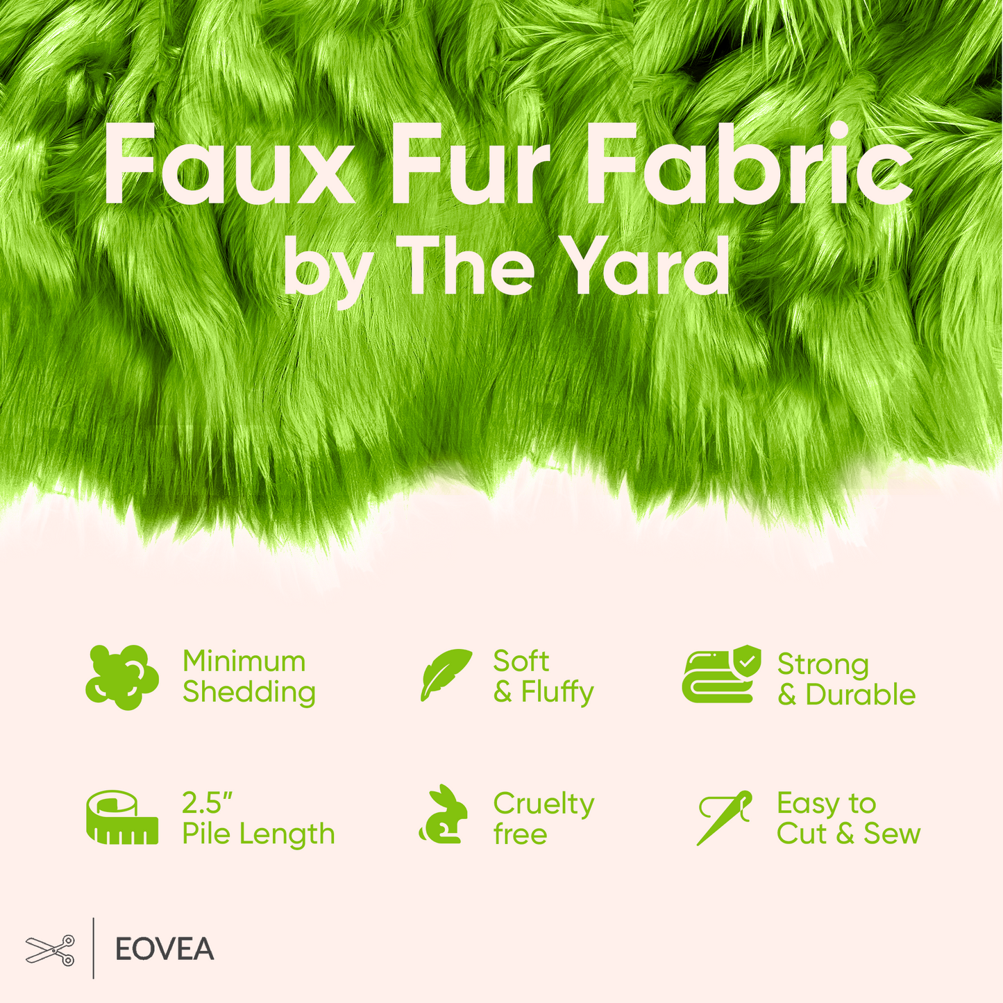 EOVEA Shaggy Faux Fur Fabric | Lime