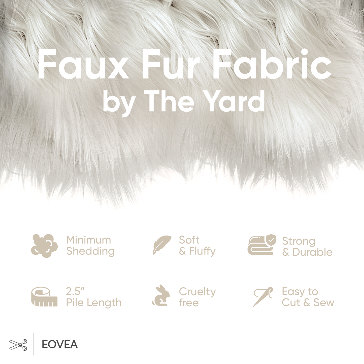 EOVEA Shaggy Faux Fur Fabric | Off White