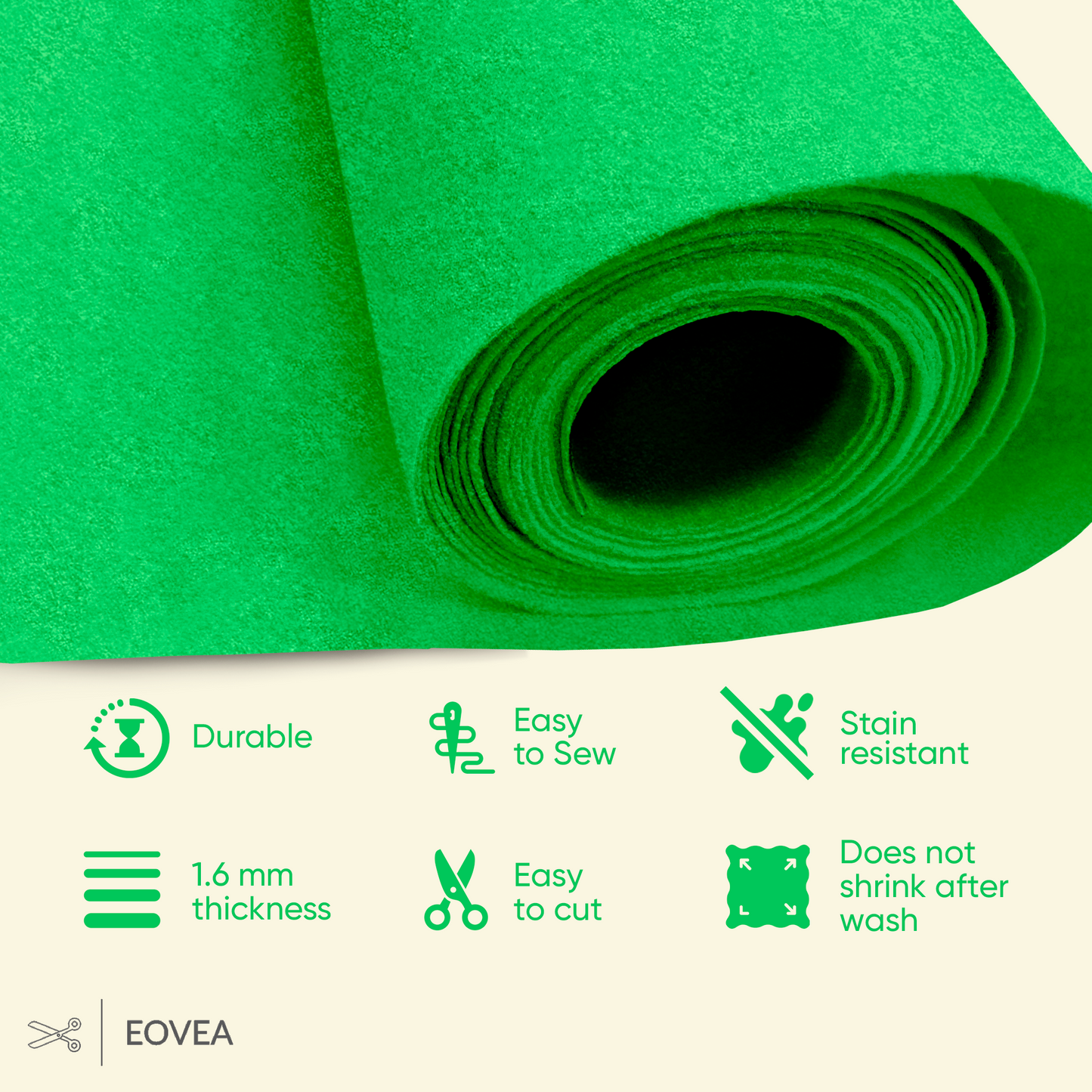 EOVEA | Acrylic Felt Fabric | Lime Green