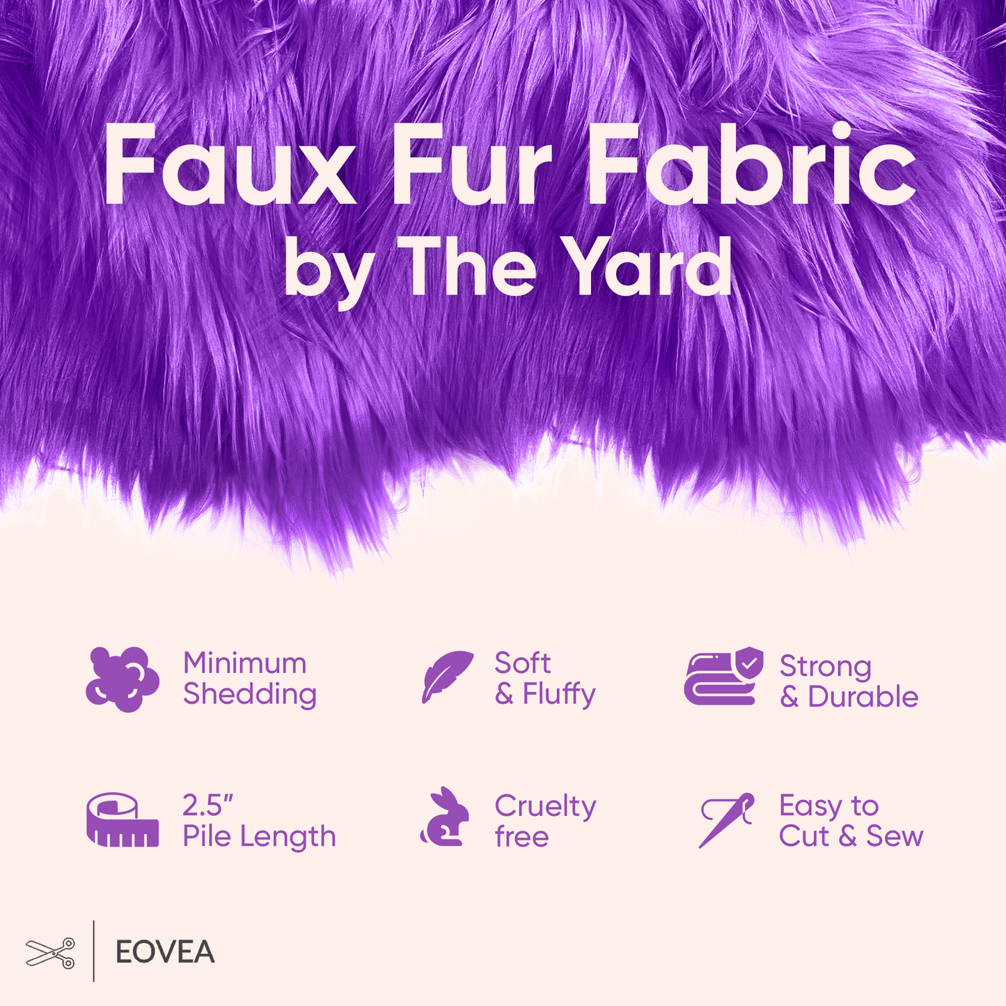 EOVEA Shaggy Faux Fur Fabric | Purple