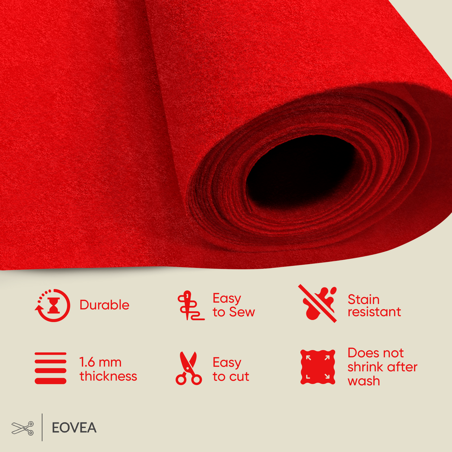 EOVEA | Acrylic Felt Fabric | Red