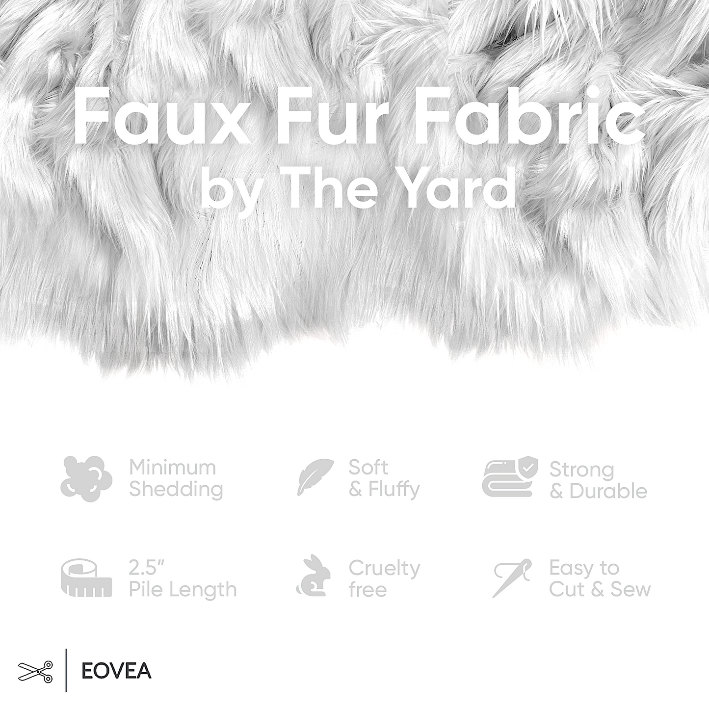 EVOEA Shaggy Faux Fur Fabric | White