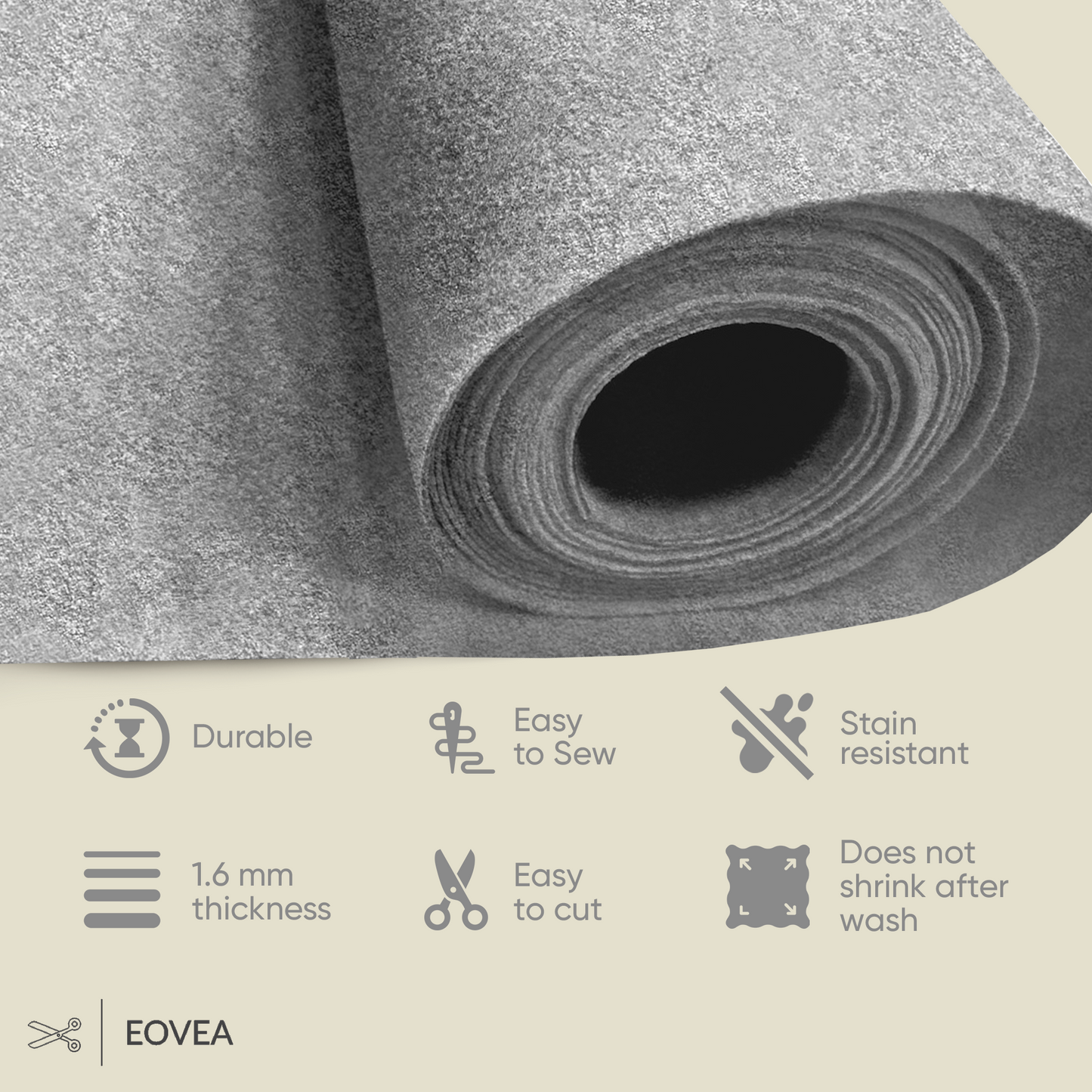 EOVEA | Acrylic Felt Fabric | Heather Grey