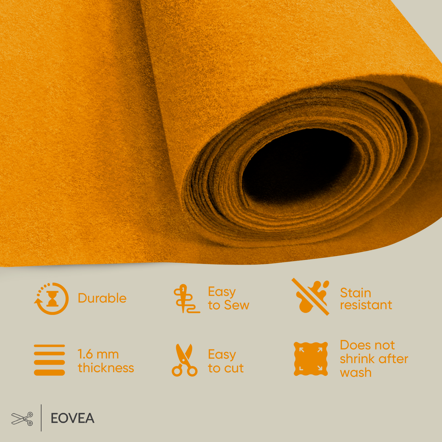 EOVEA | Acrylic Felt Fabric | Antique Gold