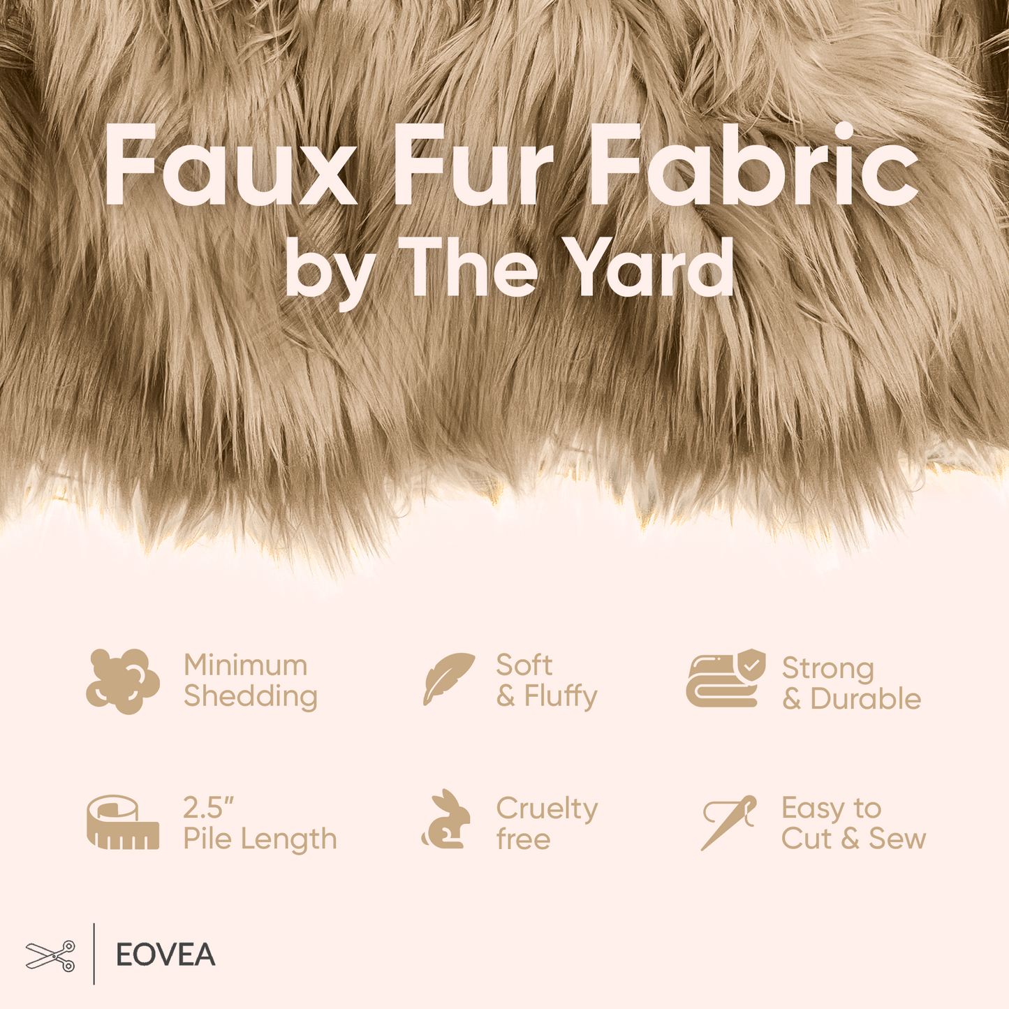 EOVEA Shaggy Faux Fur Fabric | Beige