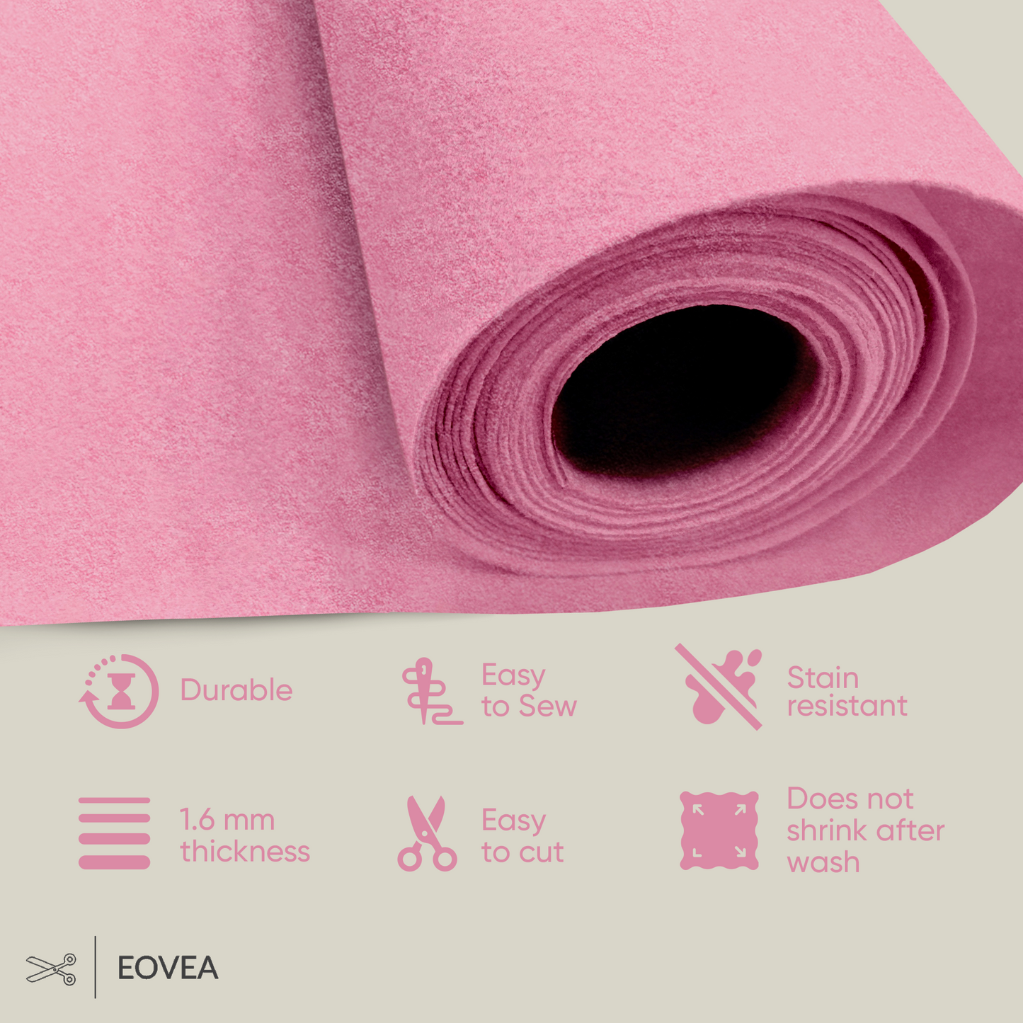 EOVEA | Acrylic Felt Fabric | Baby Pink