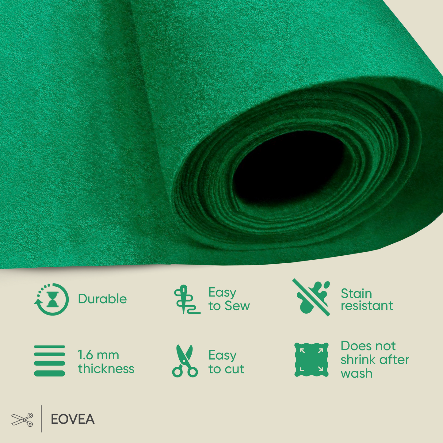 EOVEA | Acrylic Felt Fabric | Kelly Green