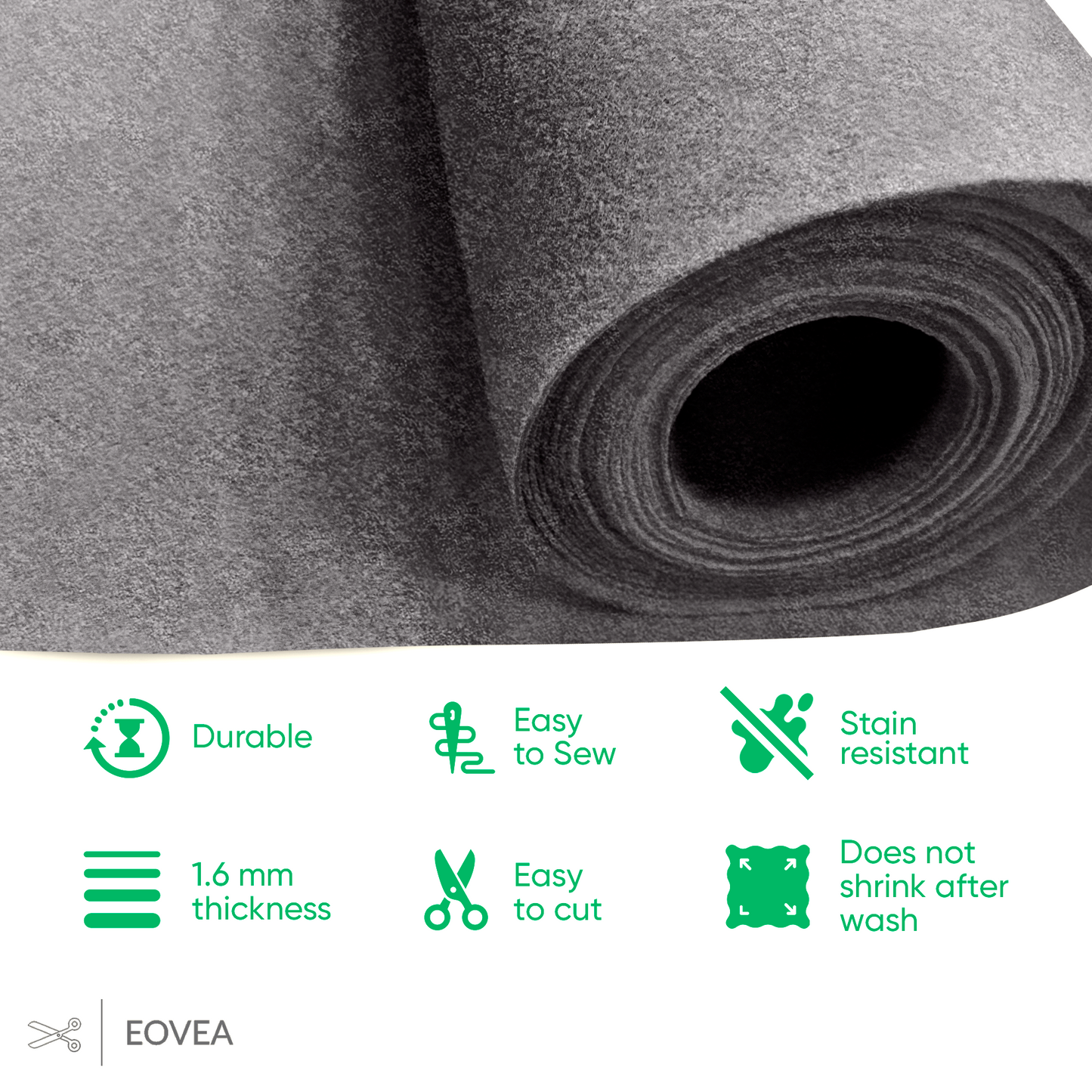 EOVEA | Acrylic Felt Fabric | Dark Grey