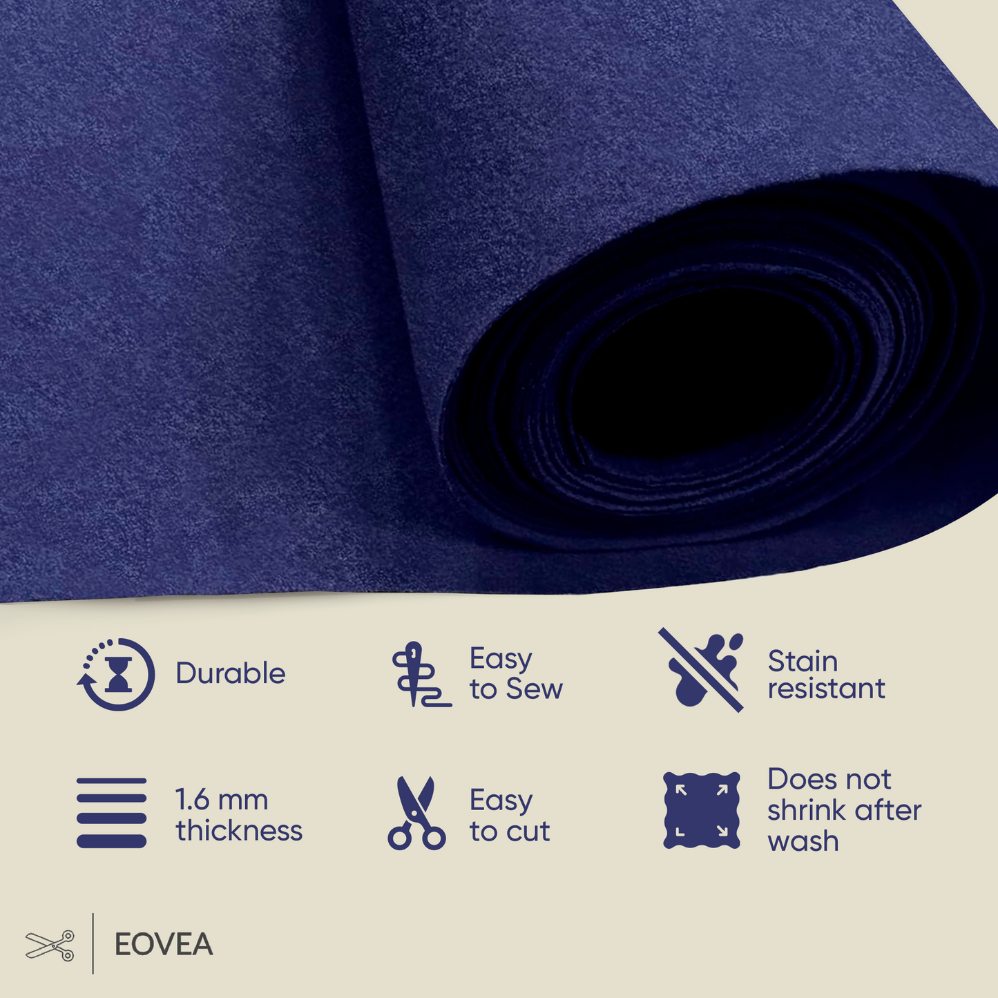 EOVEA | Acrylic Felt Fabric | Navy Blue