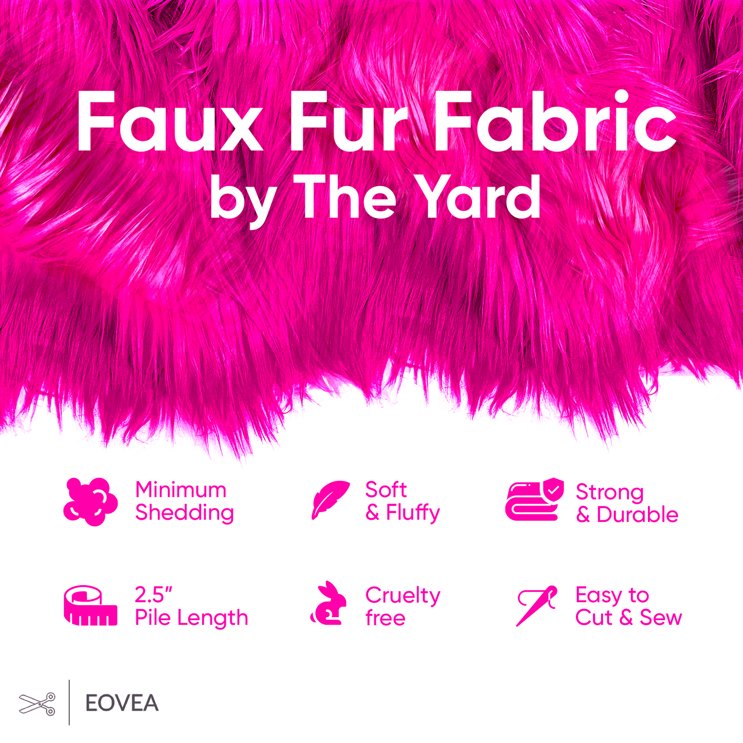 EOVEA Shaggy Faux Fur Fabric | Fuchsia