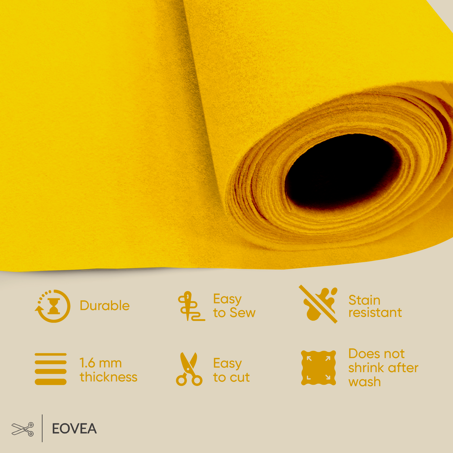 EOVEA | Acrylic Felt Fabric | Yellow