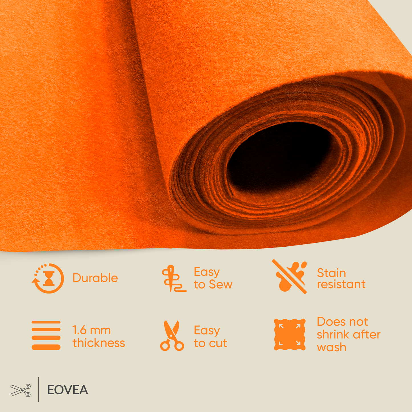 EOVEA | Acrylic Felt Fabric | Orange