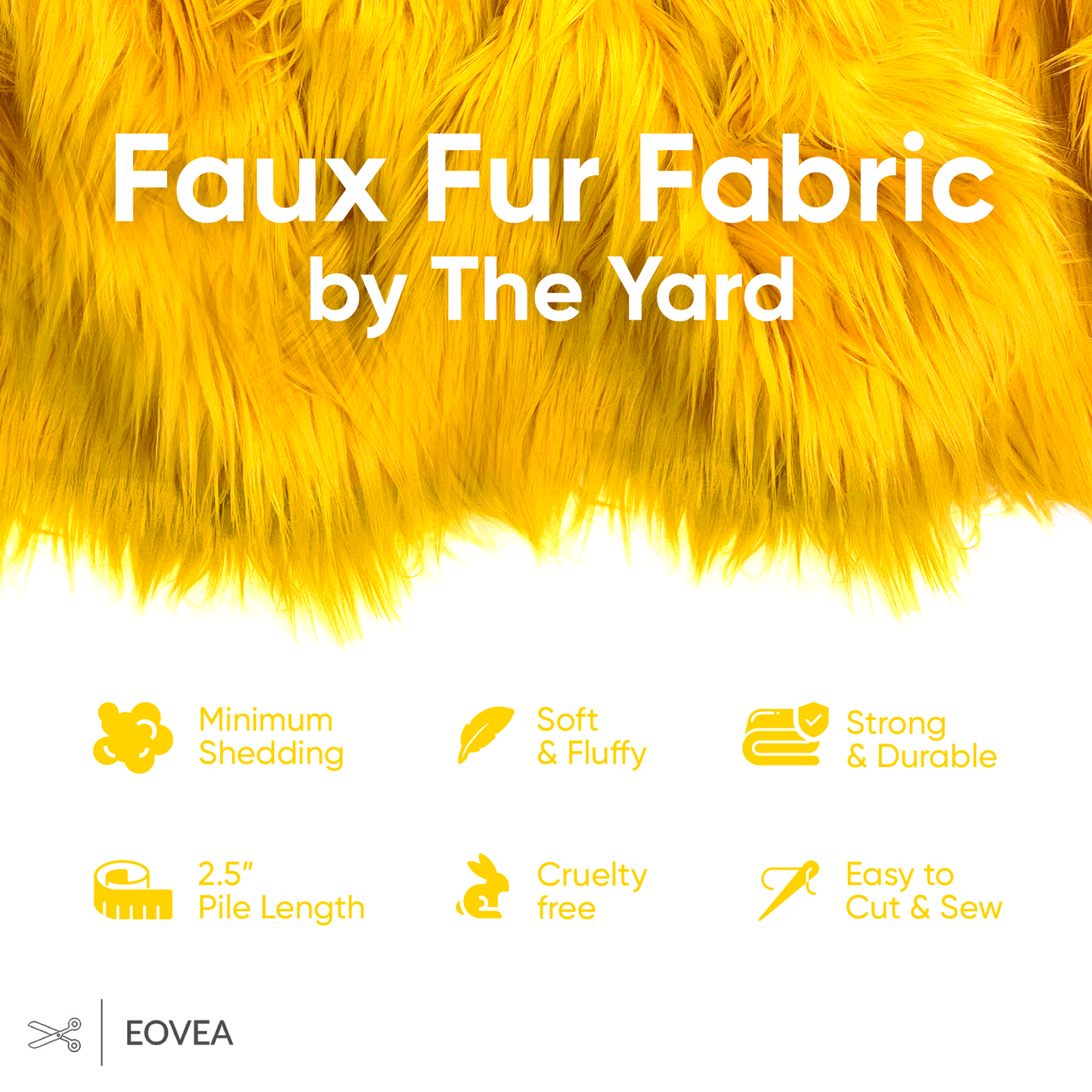 EOVEA Shaggy Faux Fur Fabric | Yellow